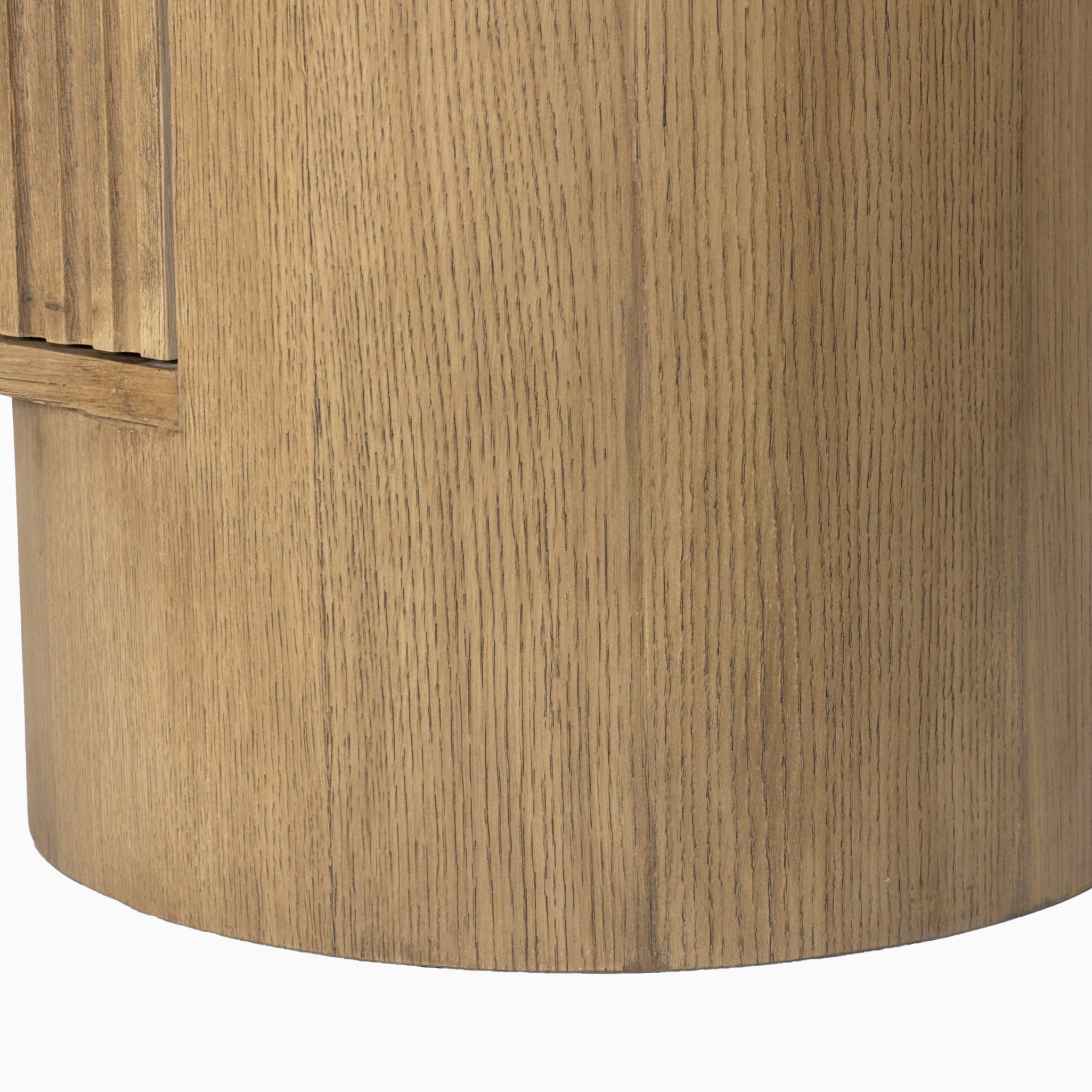 Fannin Media Console in Natural Light Oak Veneer with Natural Travertine Top