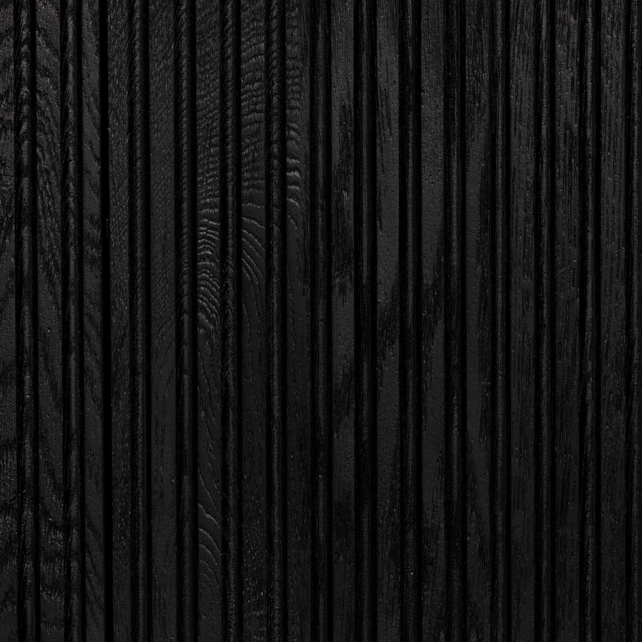 Fannin Media Console in Black Oak Veneer with Black Marble Top