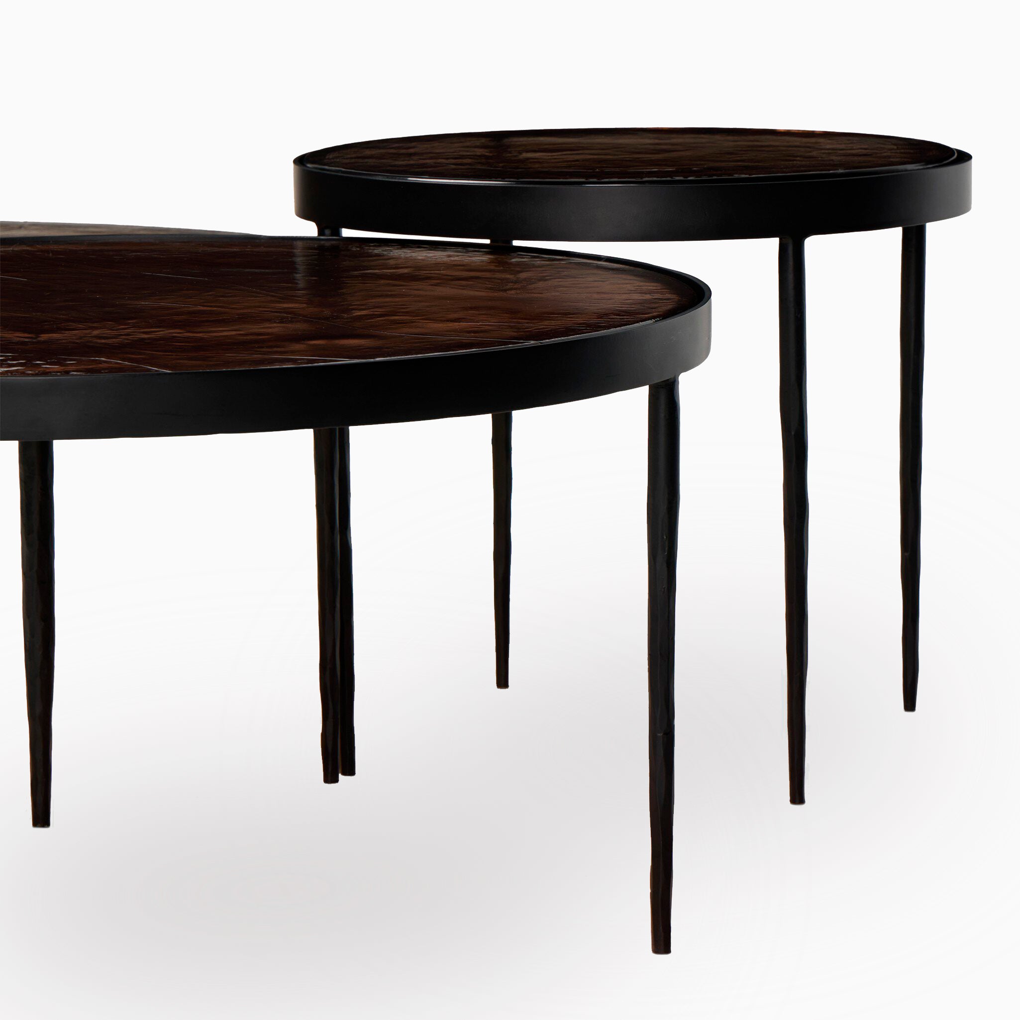 Laurel Nesting Table Set in Smoked Brown Glass