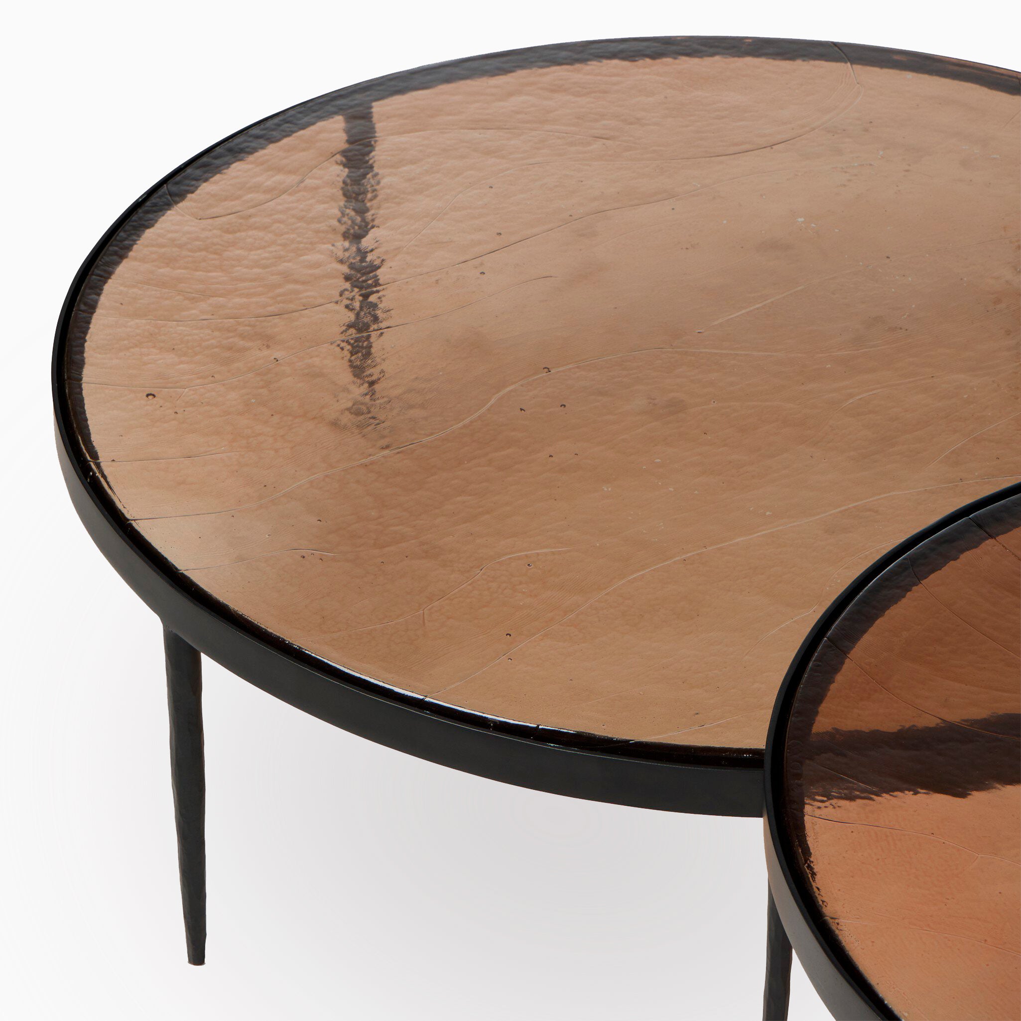 Laurel Nesting Table Set in Smoked Brown Glass