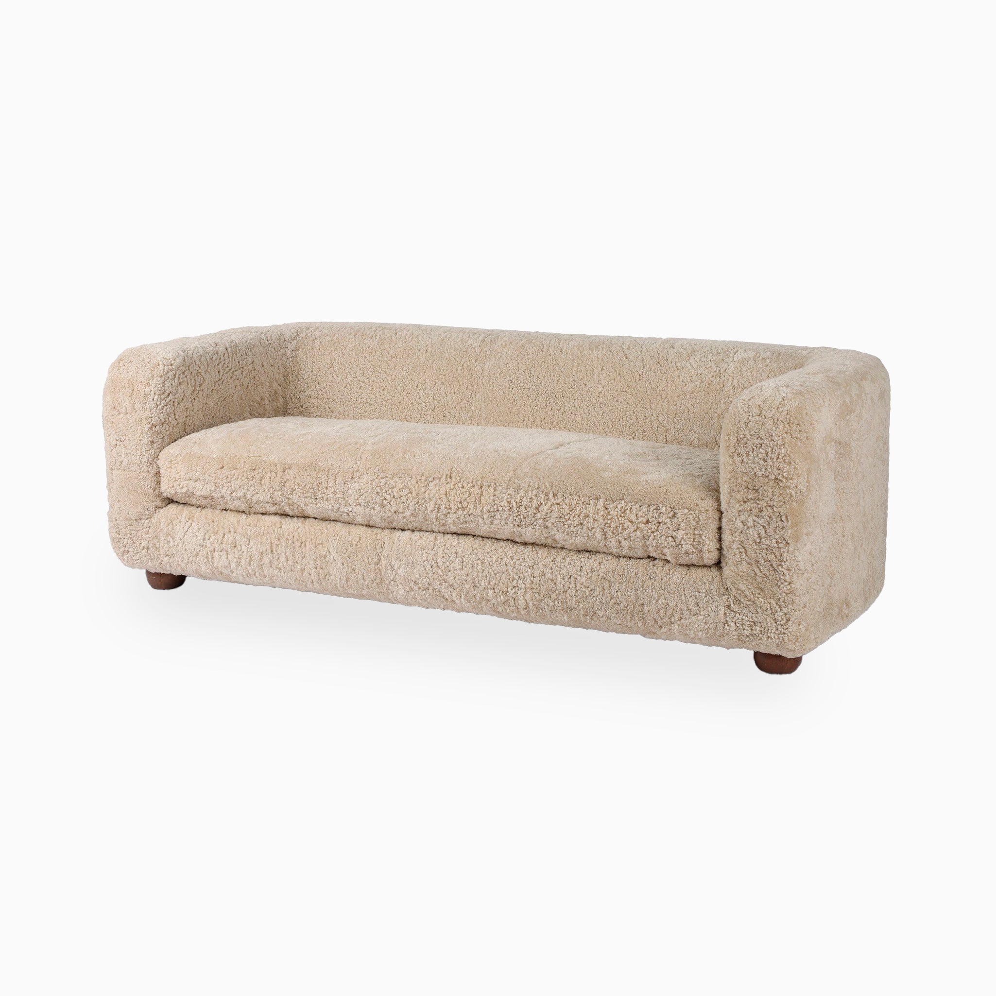 Taney Sofa in Beige Shearling