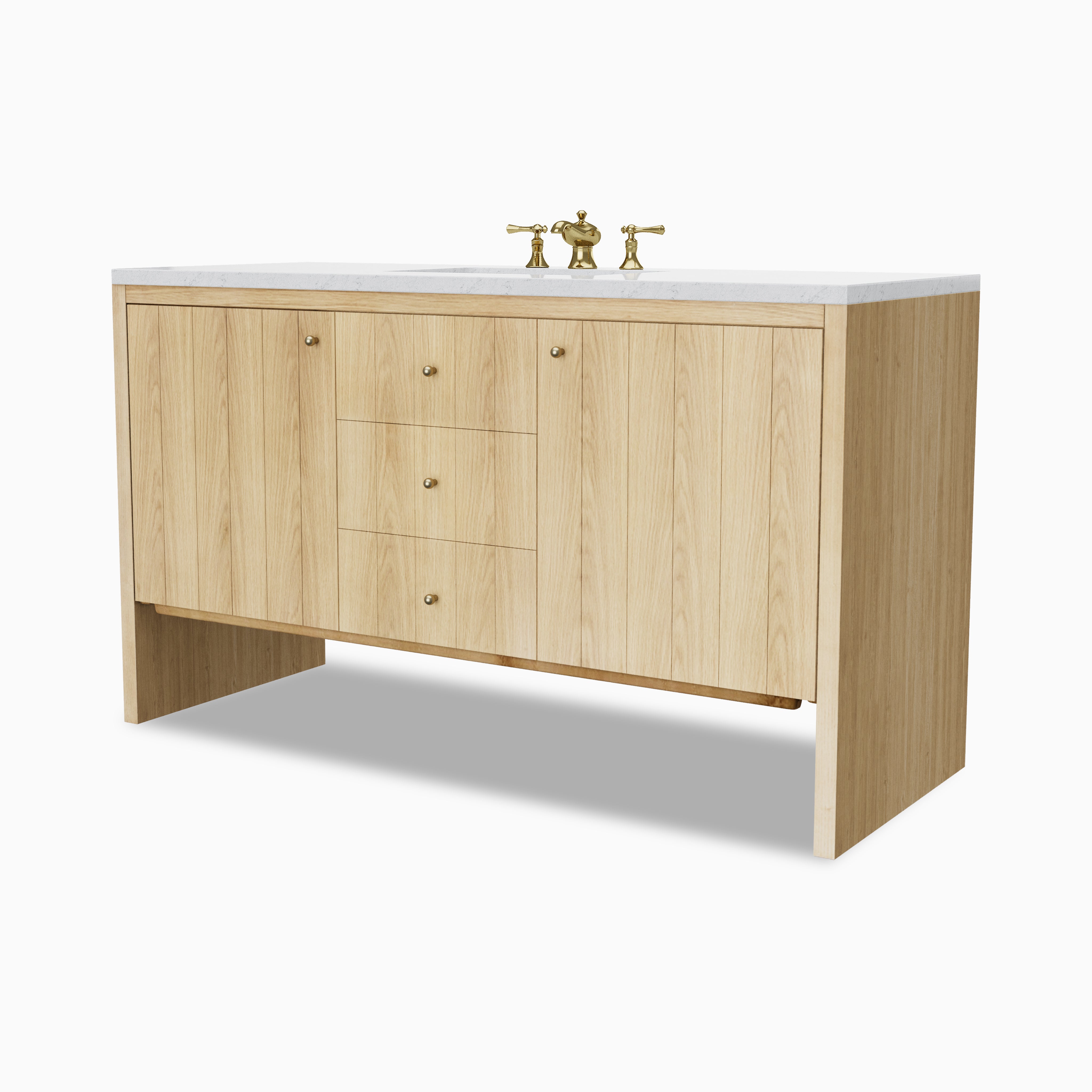 Gabriella 60" Single Vanity in Light Natural Oak with 3 cm Carrara Marble Top