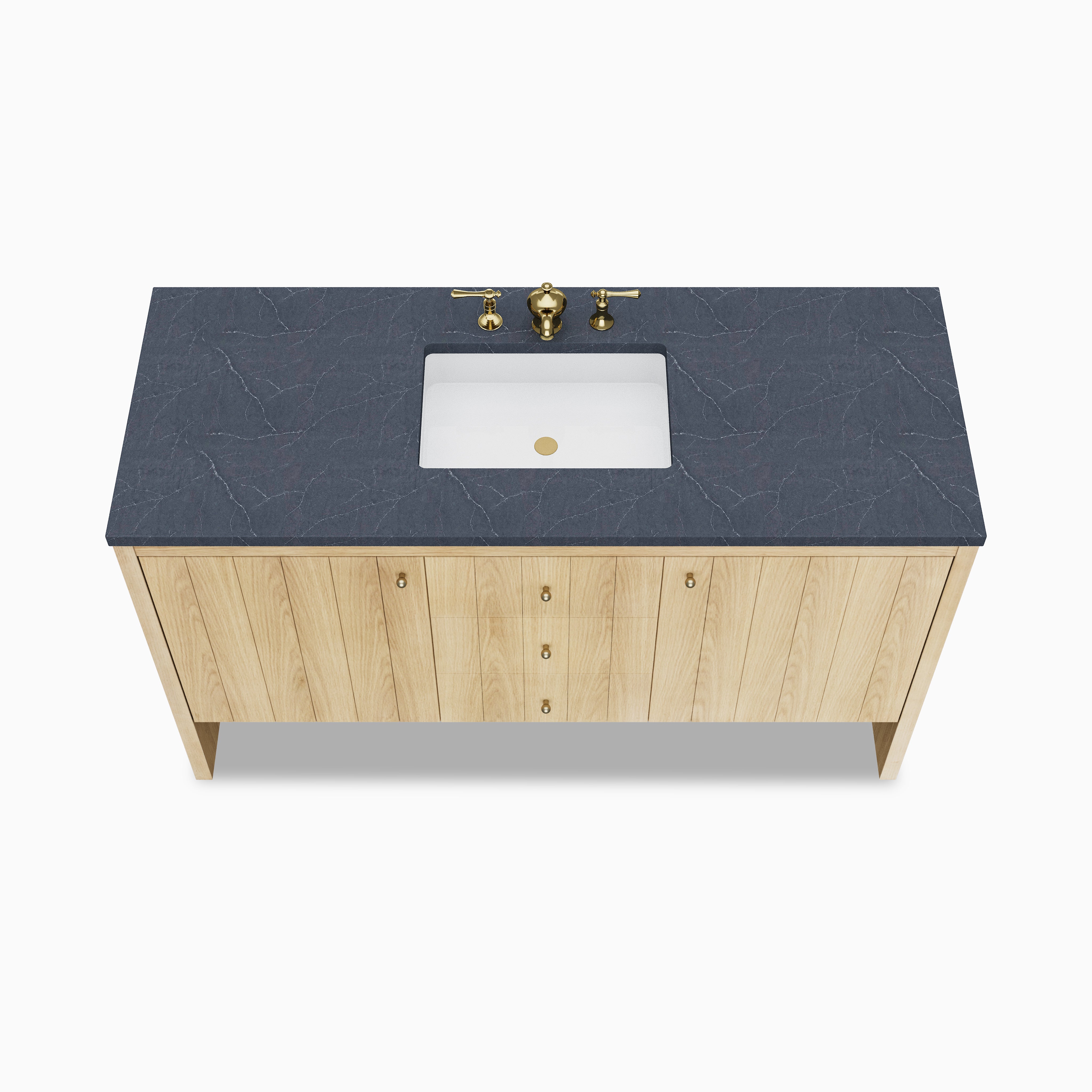 Gabriella 60" Single Vanity in Light Natural Oak with 3 cm Charcoal Soapstone Quartz Top