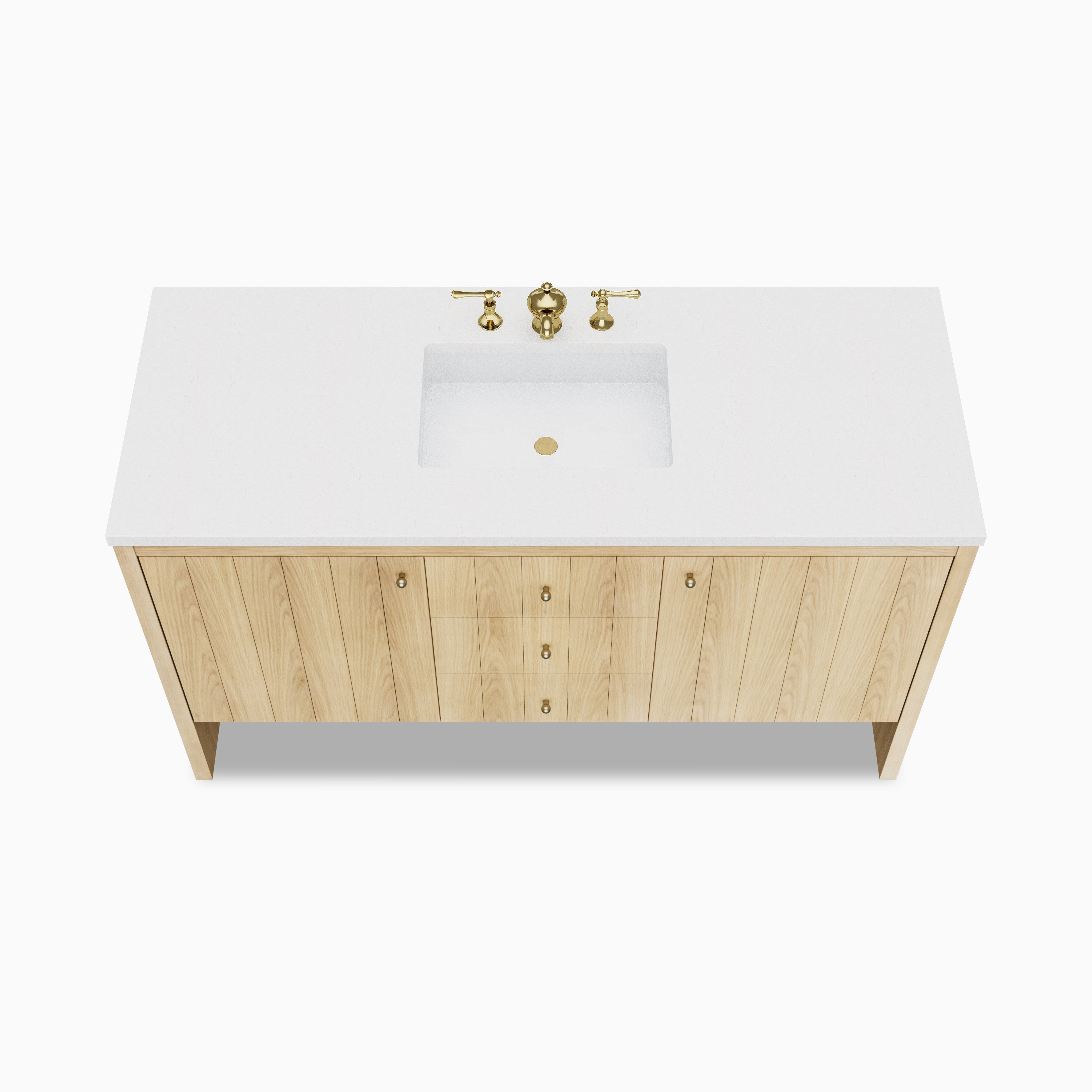 Gabriella 60" Single Vanity in Light Natural Oak with 3 cm Eternal Jasmine Pearl Quartz Top