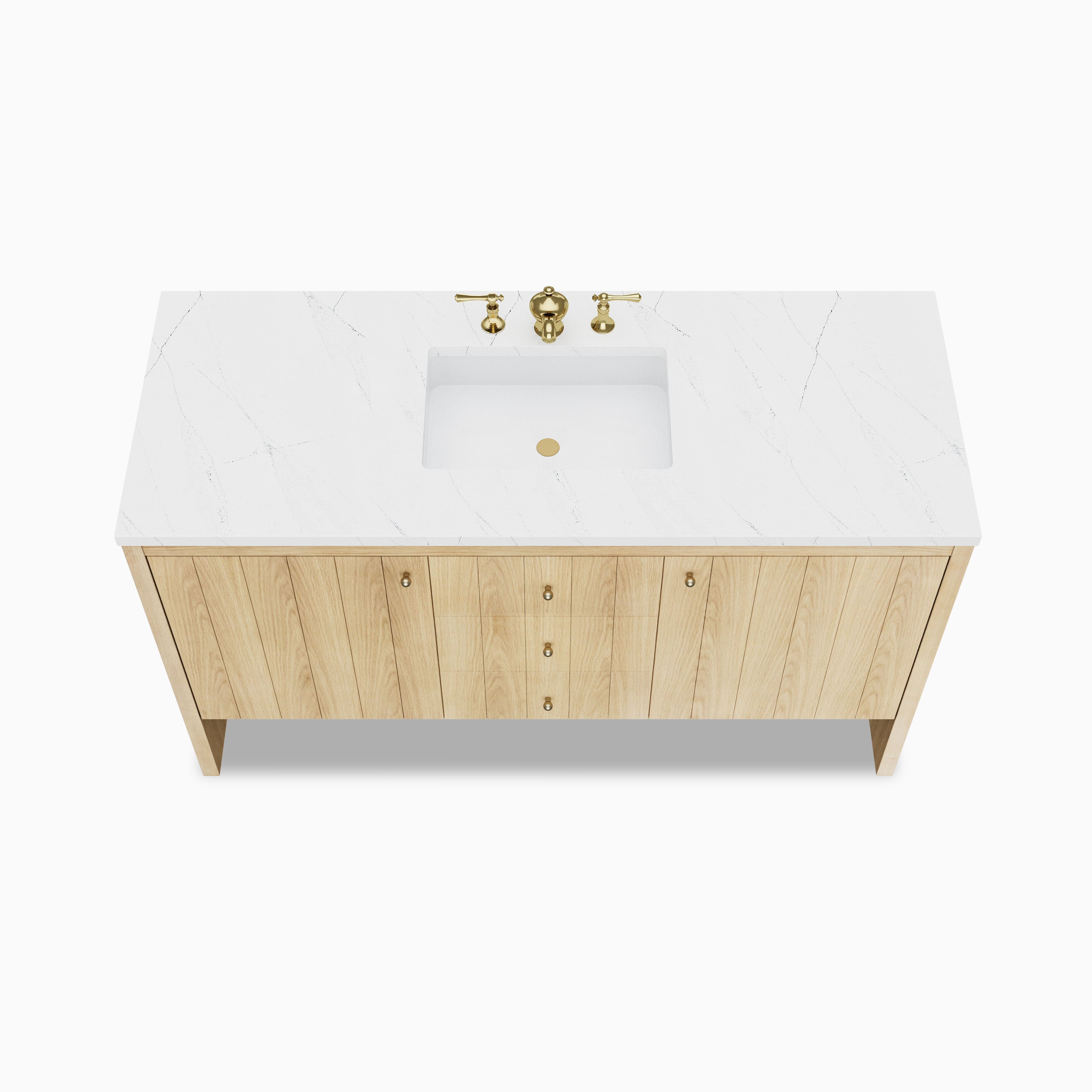 Gabriella 60" Single Vanity in Light Natural Oak with 3 cm Ethereal Noctis Quartz Top