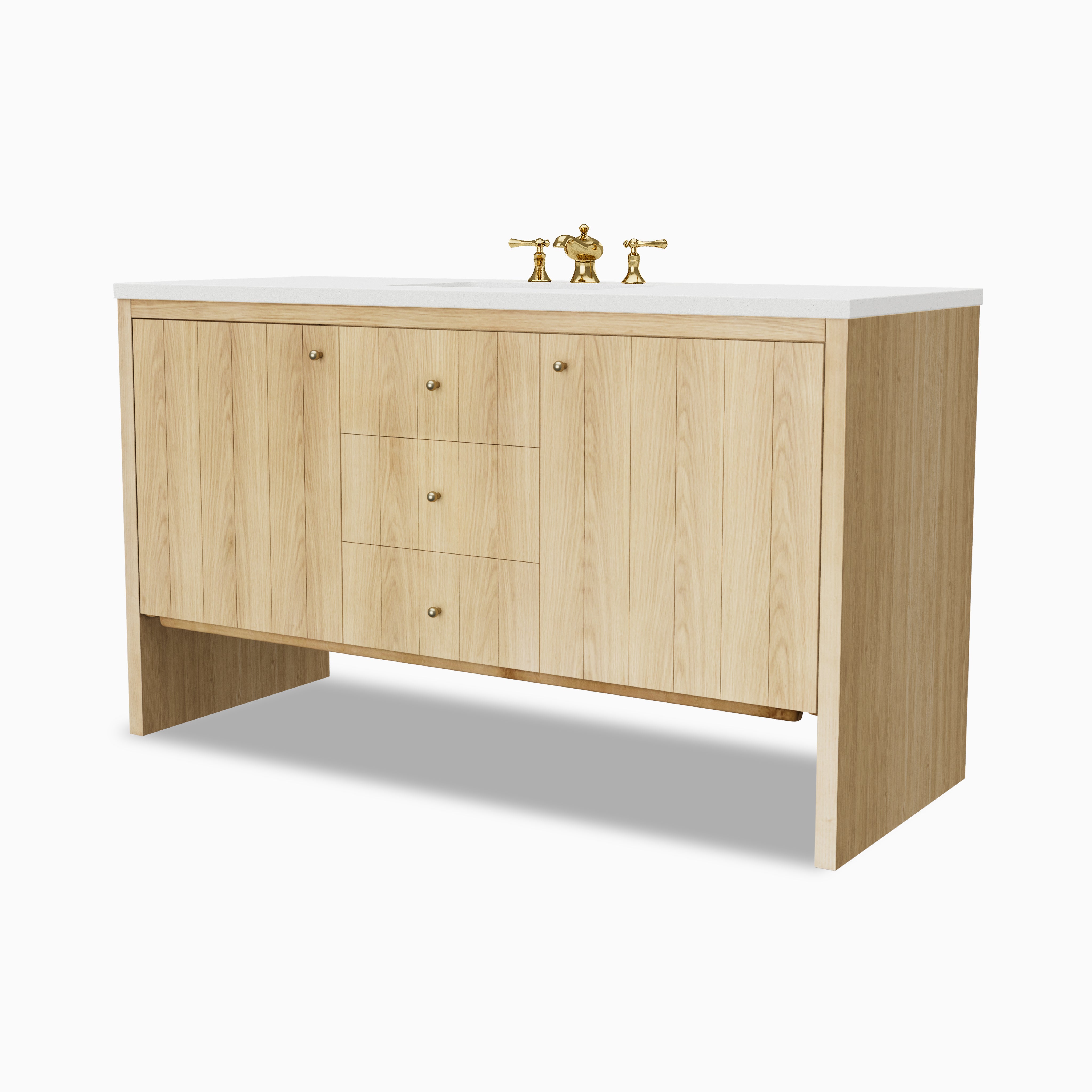 Gabriella 60" Single Vanity in Light Natural Oak with 3 cm Lime Delight Quartz Top