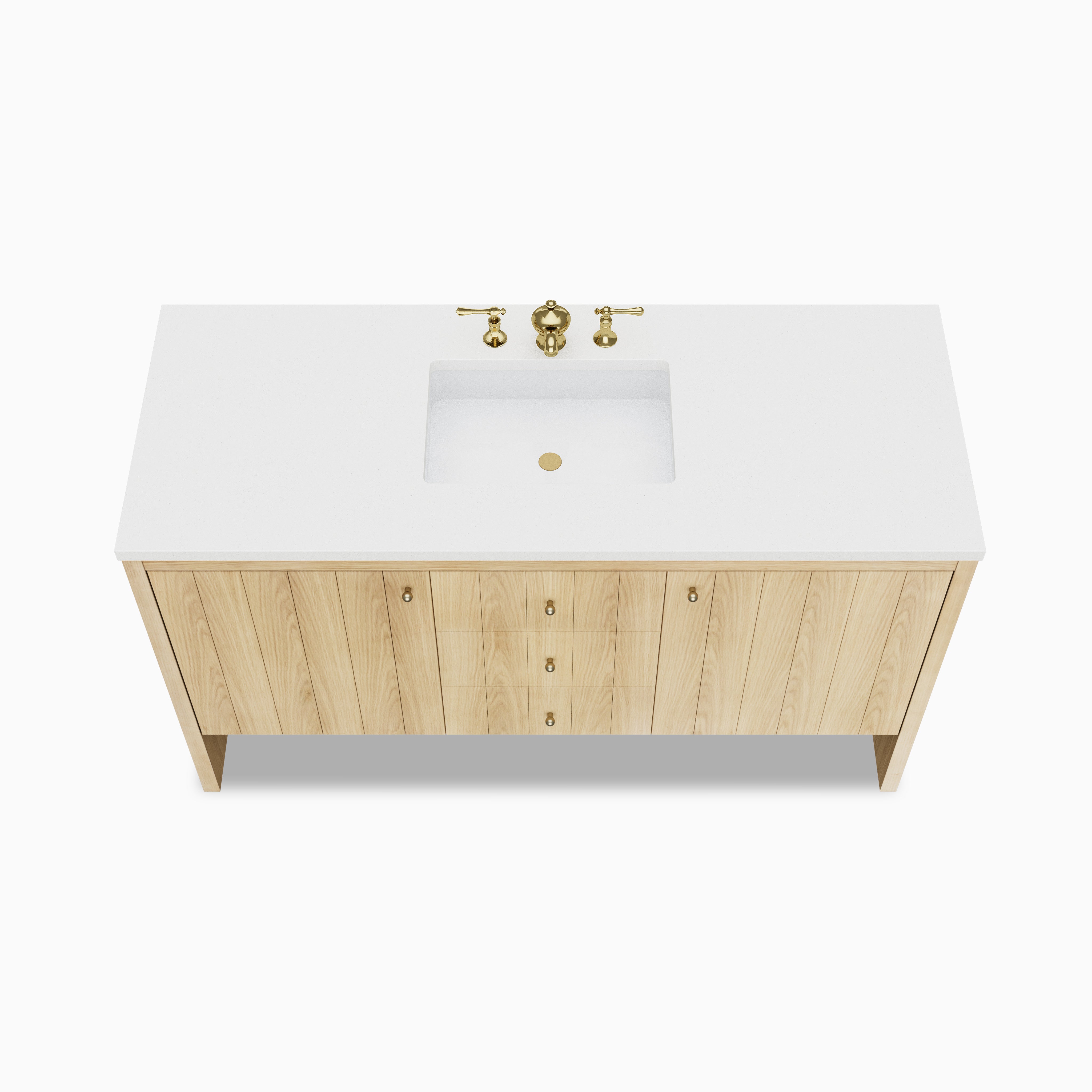 Gabriella 60" Single Vanity in Light Natural Oak with 3 cm Lime Delight Quartz Top