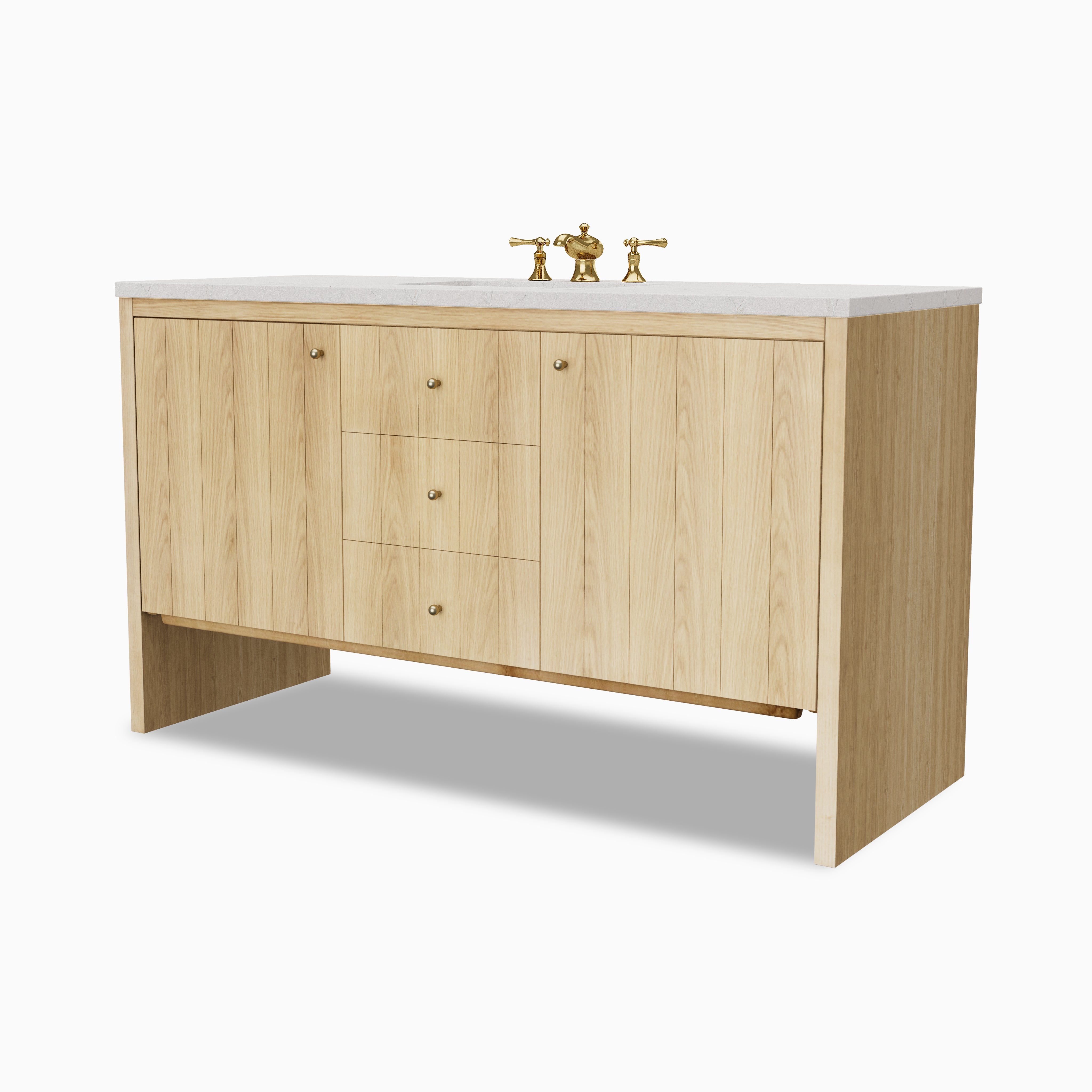 Gabriella 60" Single Vanity in Light Natural Oak with 3 cm Victorian Silver Quartz Top