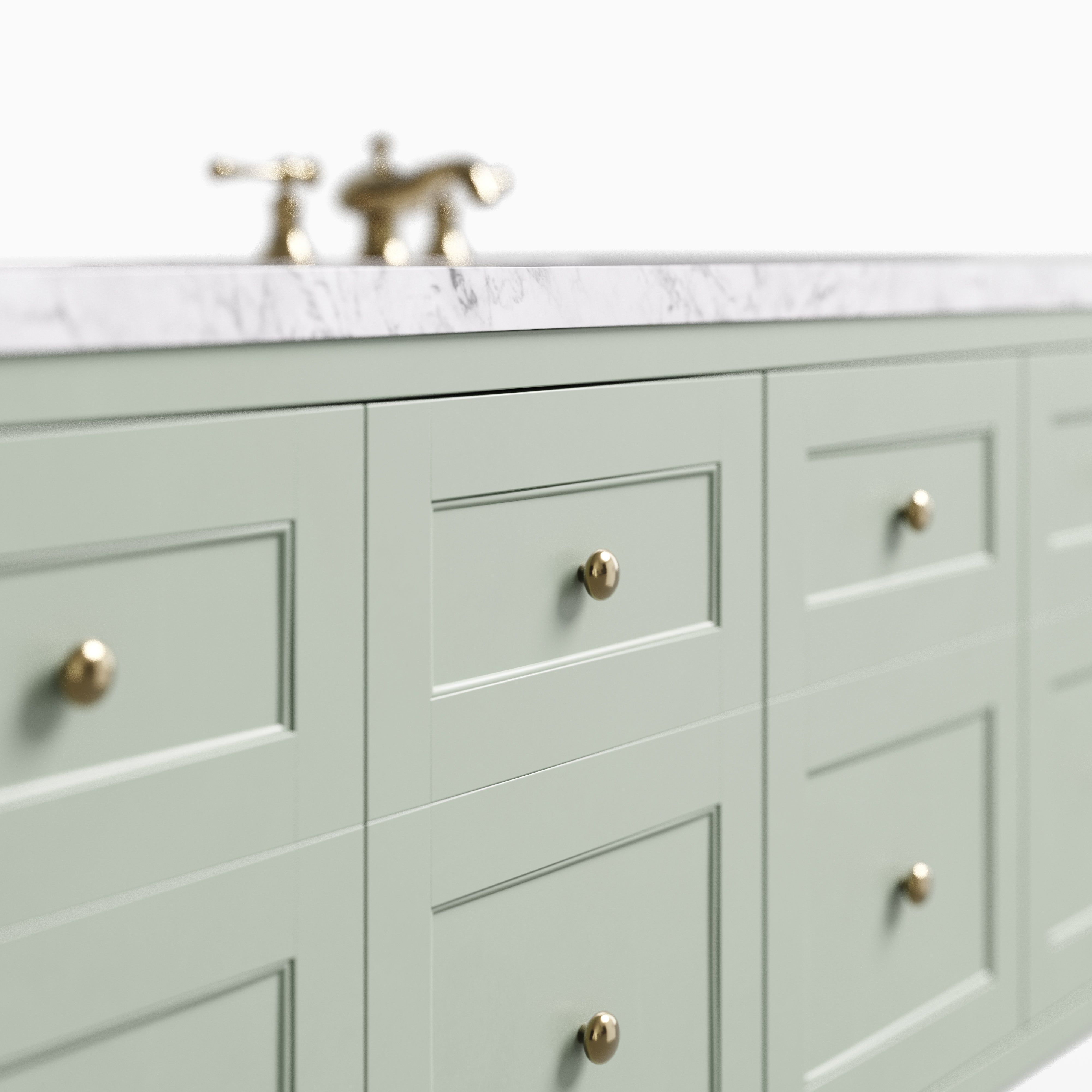 Bridgette 60" Double Vanity in Smokey Celadon with 3 cm Carrara Marble Top