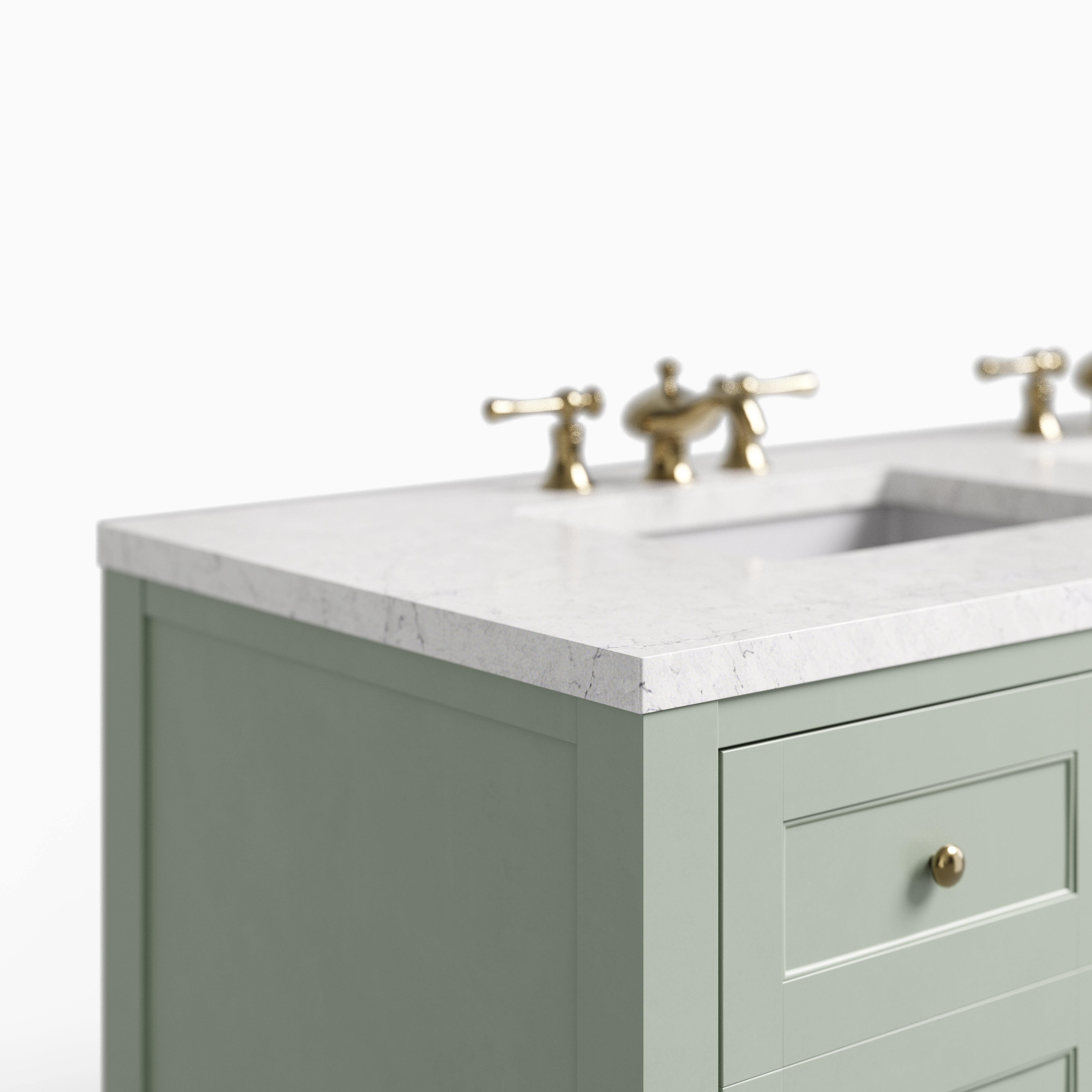 Bridgette 60" Double Vanity in Smokey Celadon with 3 cm Eternal Jasmine Pearl Quartz Top