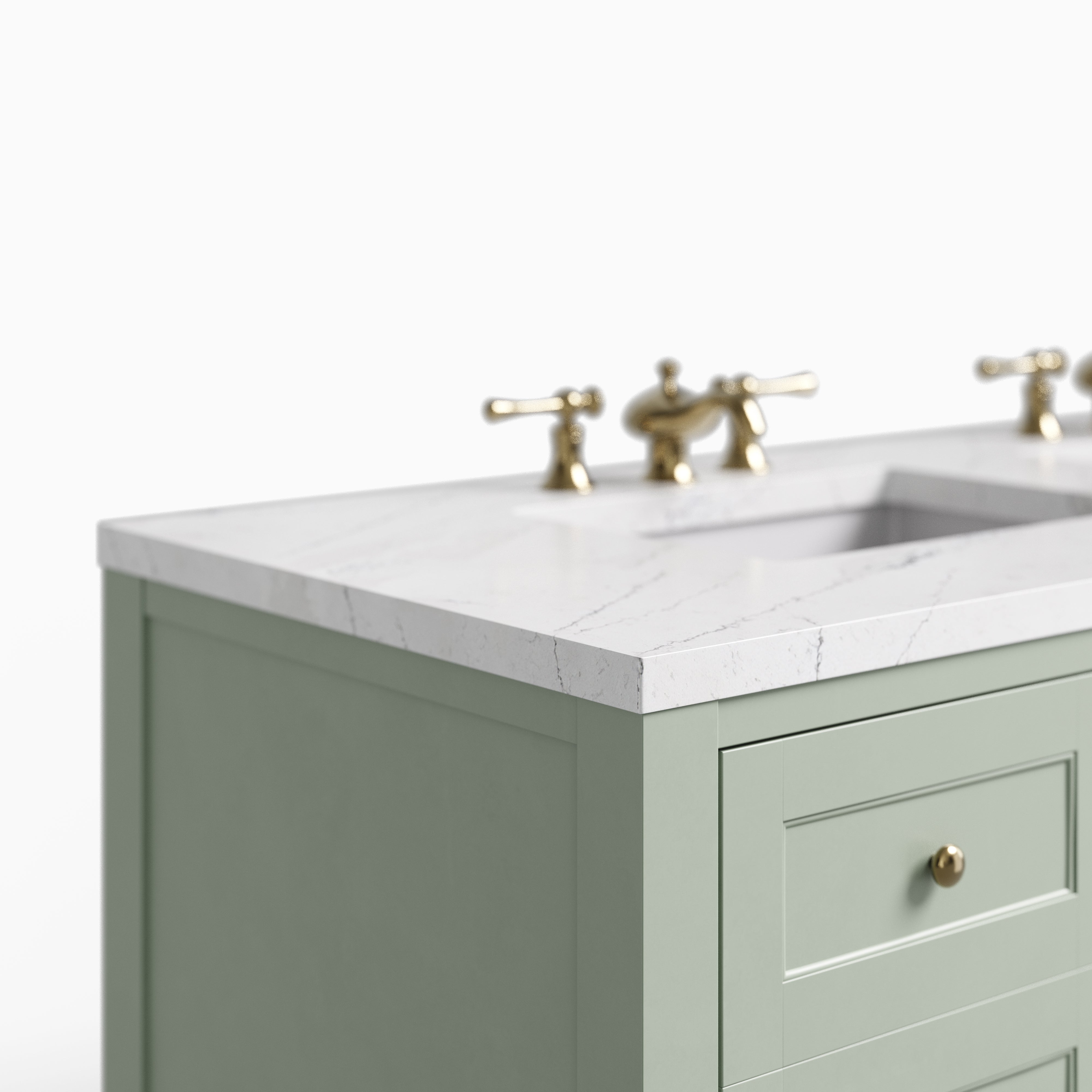 Bridgette 60" Double Vanity in Smokey Celadon with 3 cm Ethereal Noctis Quartz Top