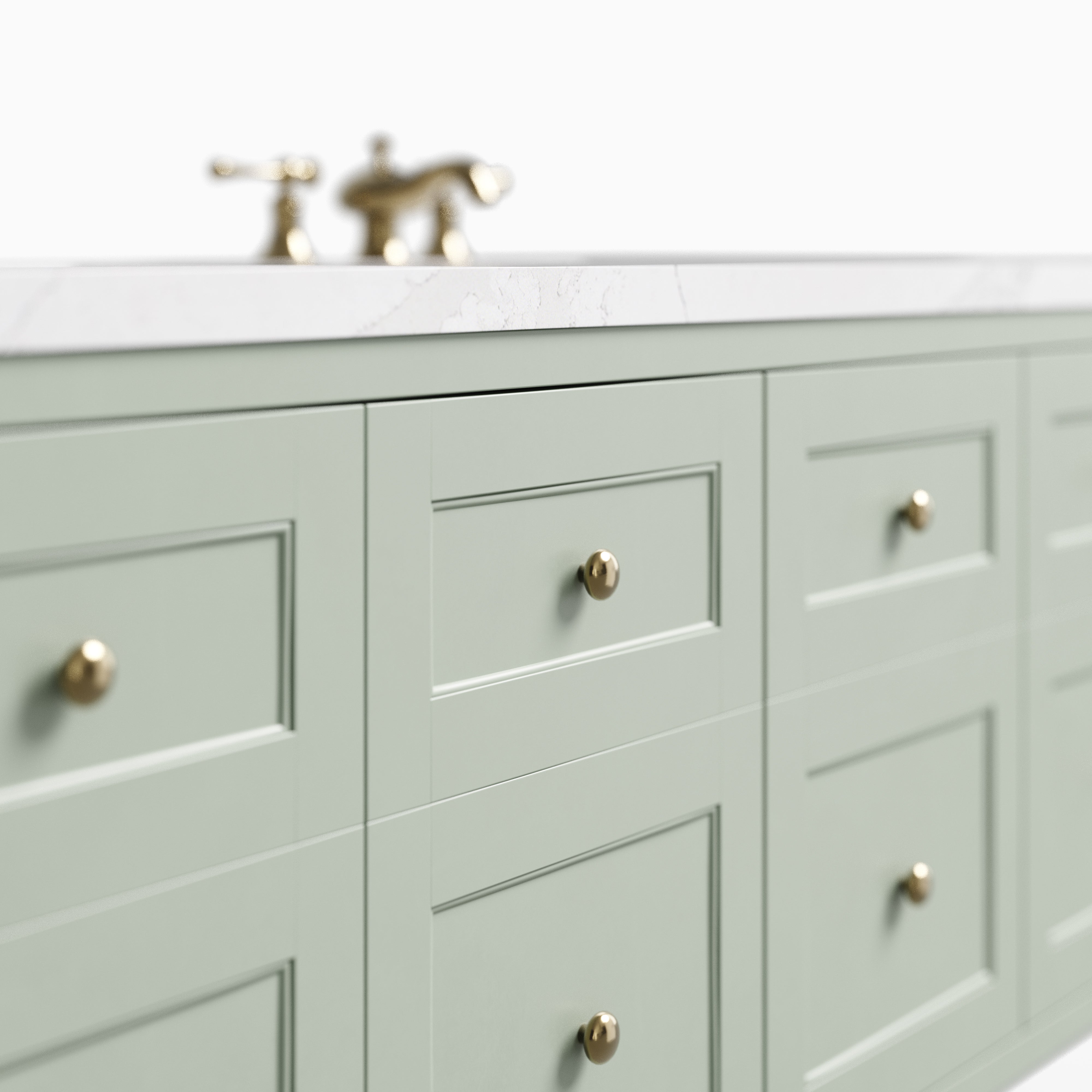 Bridgette 60" Double Vanity in Smokey Celadon with 3 cm Ethereal Noctis Quartz Top