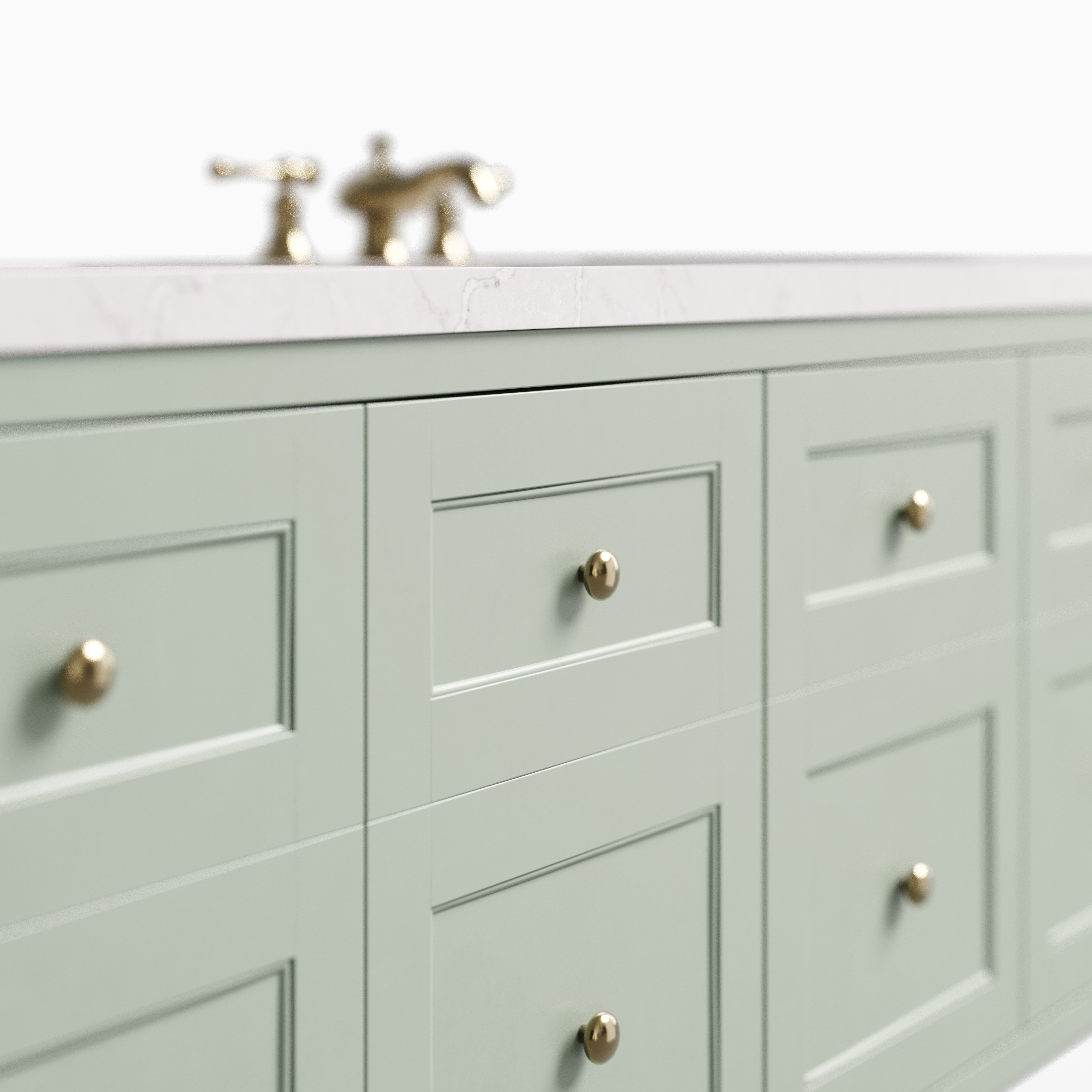 Bridgette 60" Double Vanity in Smokey Celadon with 3 cm Victorian Silver Quartz Top