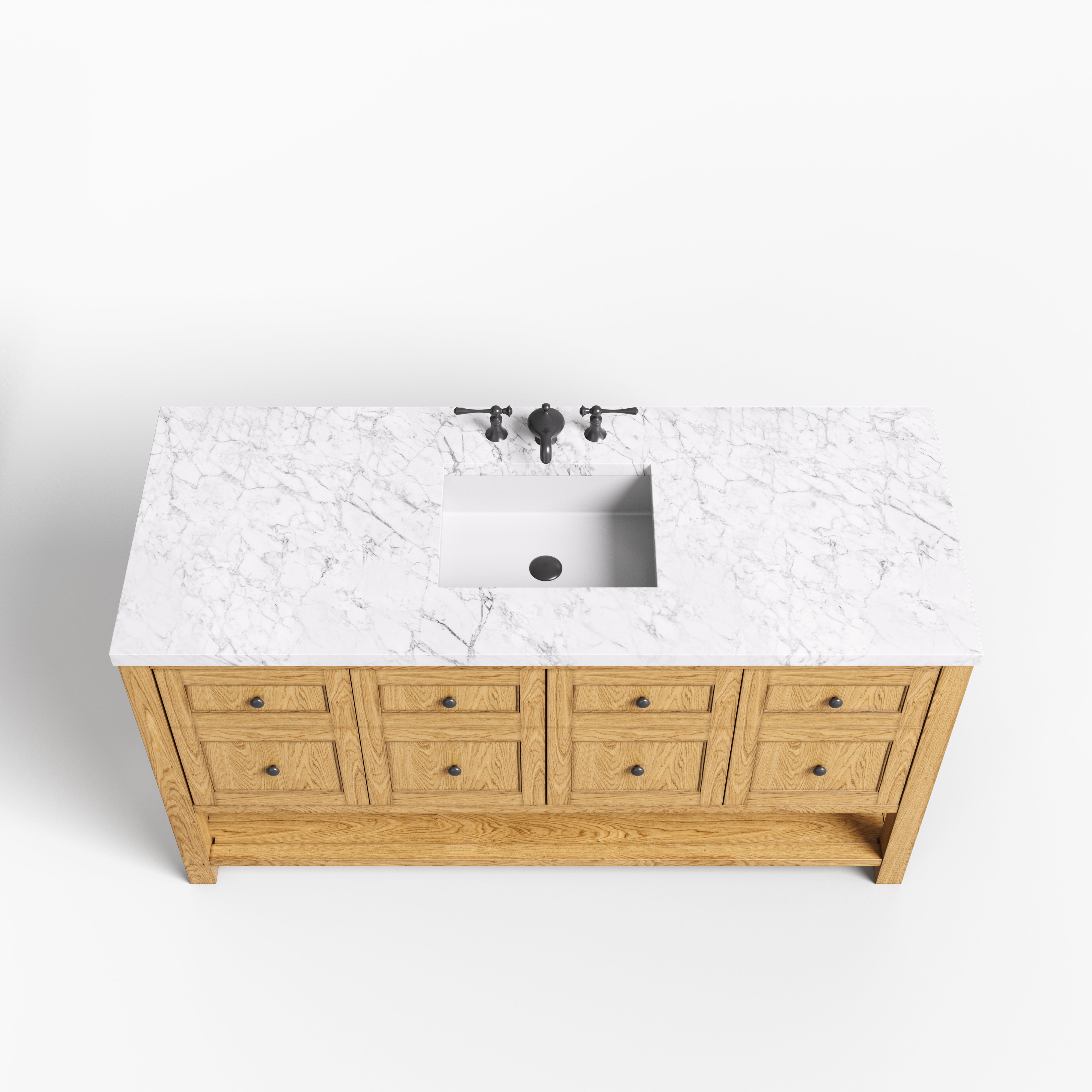 Bridgette 60" Single Vanity in Light Natural Oak with 3 cm Carrara Marble Top