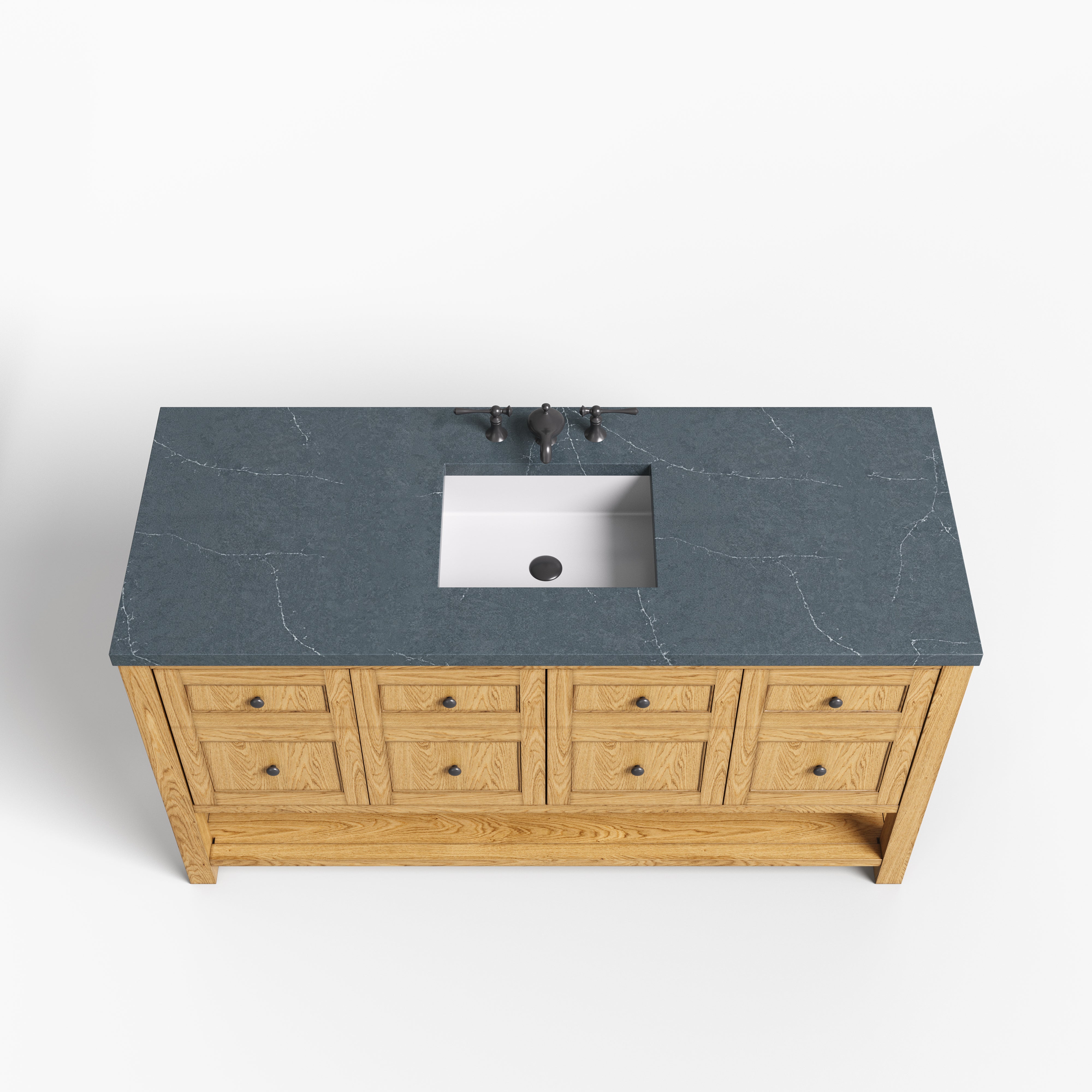 Bridgette 60" Single Vanity in Light Natural Oak with 3 cm Charcoal Soapstone Quartz Top