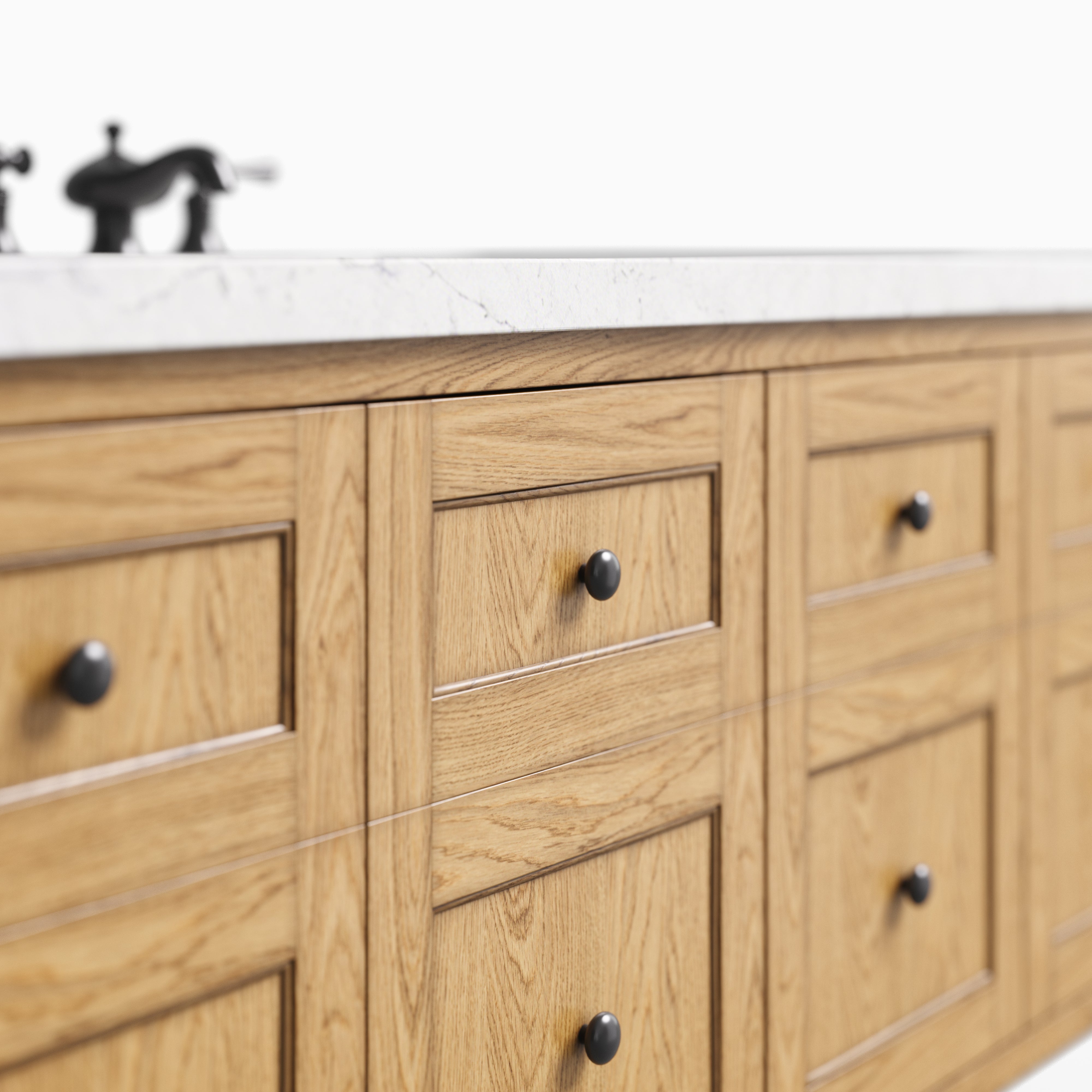 Bridgette 60" Single Vanity in Light Natural Oak with 3 cm Eternal Jasmine Pearl Quartz Top