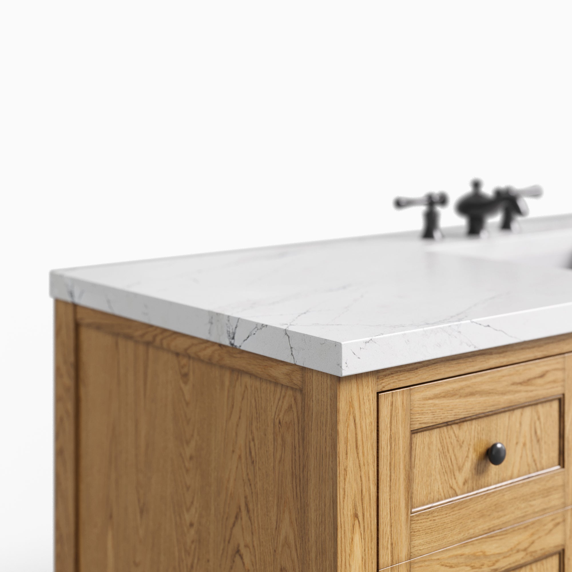 Bridgette 60" Single Vanity in Light Natural Oak with 3 cm Ethereal Noctis Quartz Top