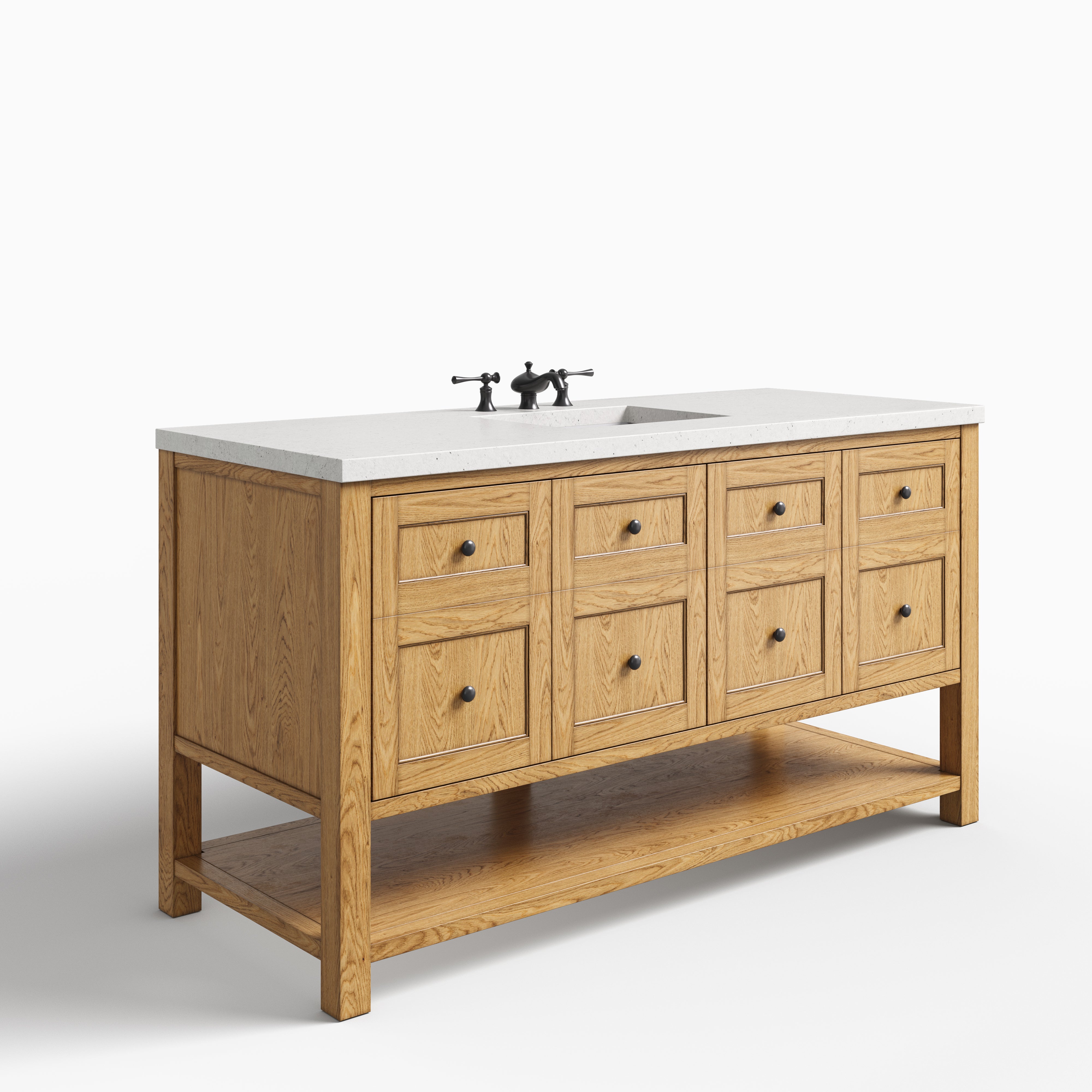 Bridgette 60" Single Vanity in Light Natural Oak with 3 cm Lime Delight Quartz Top