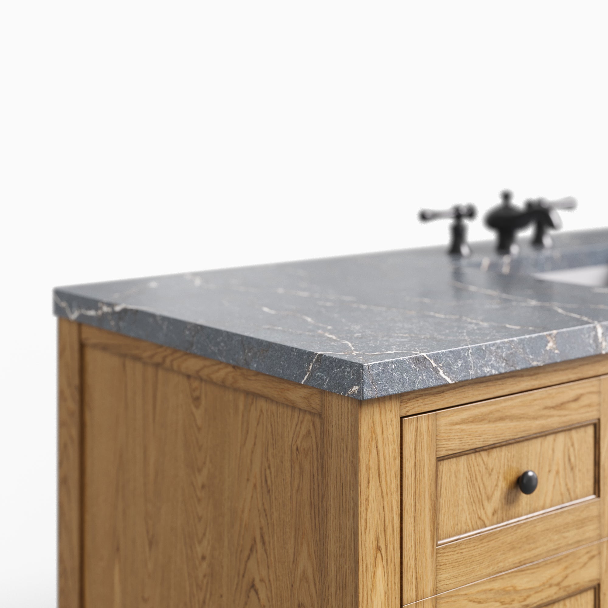 Bridgette 60" Single Vanity in Light Natural Oak with 3 cm Parisien Bleu Quartz Top