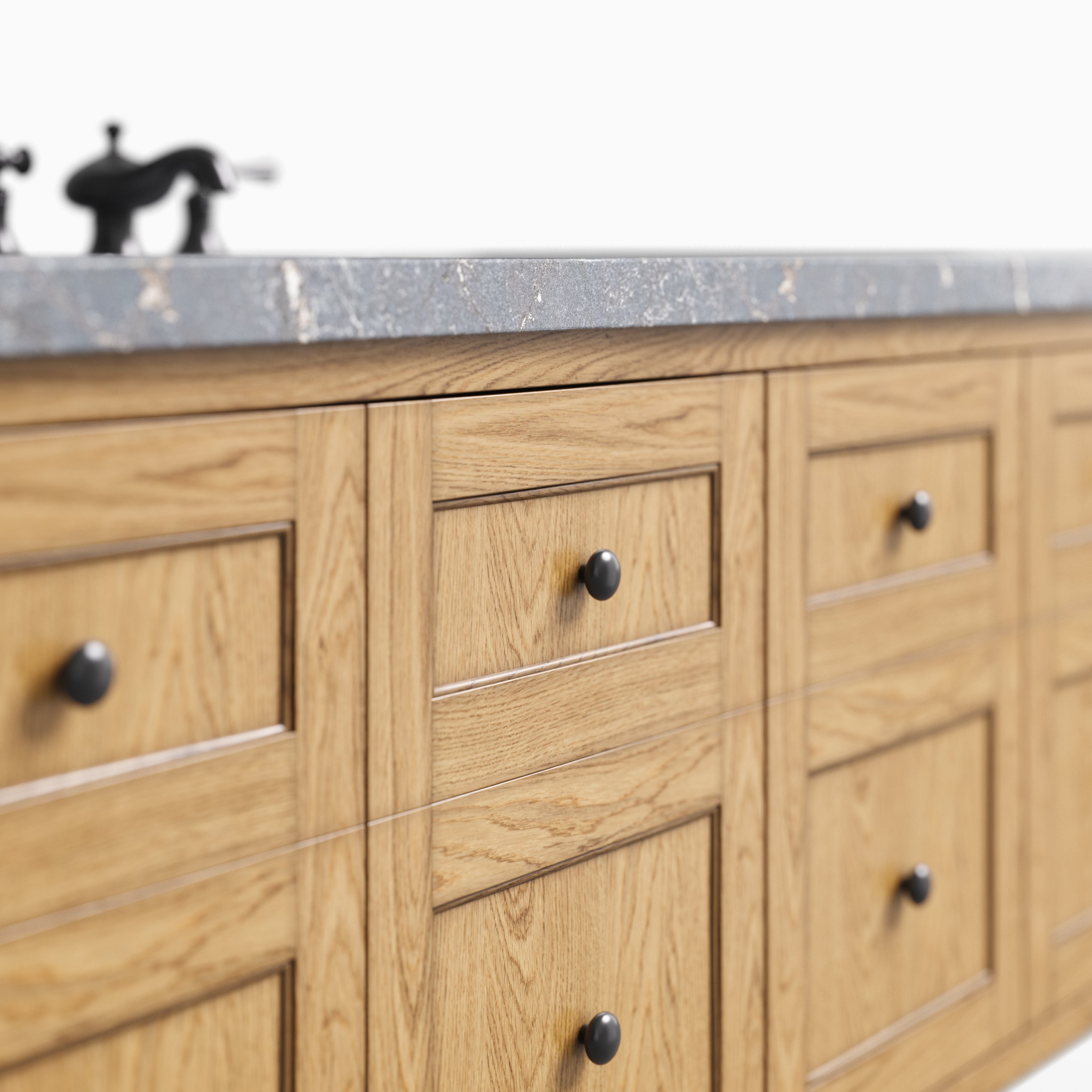 Bridgette 60" Single Vanity in Light Natural Oak with 3 cm Parisien Bleu Quartz Top