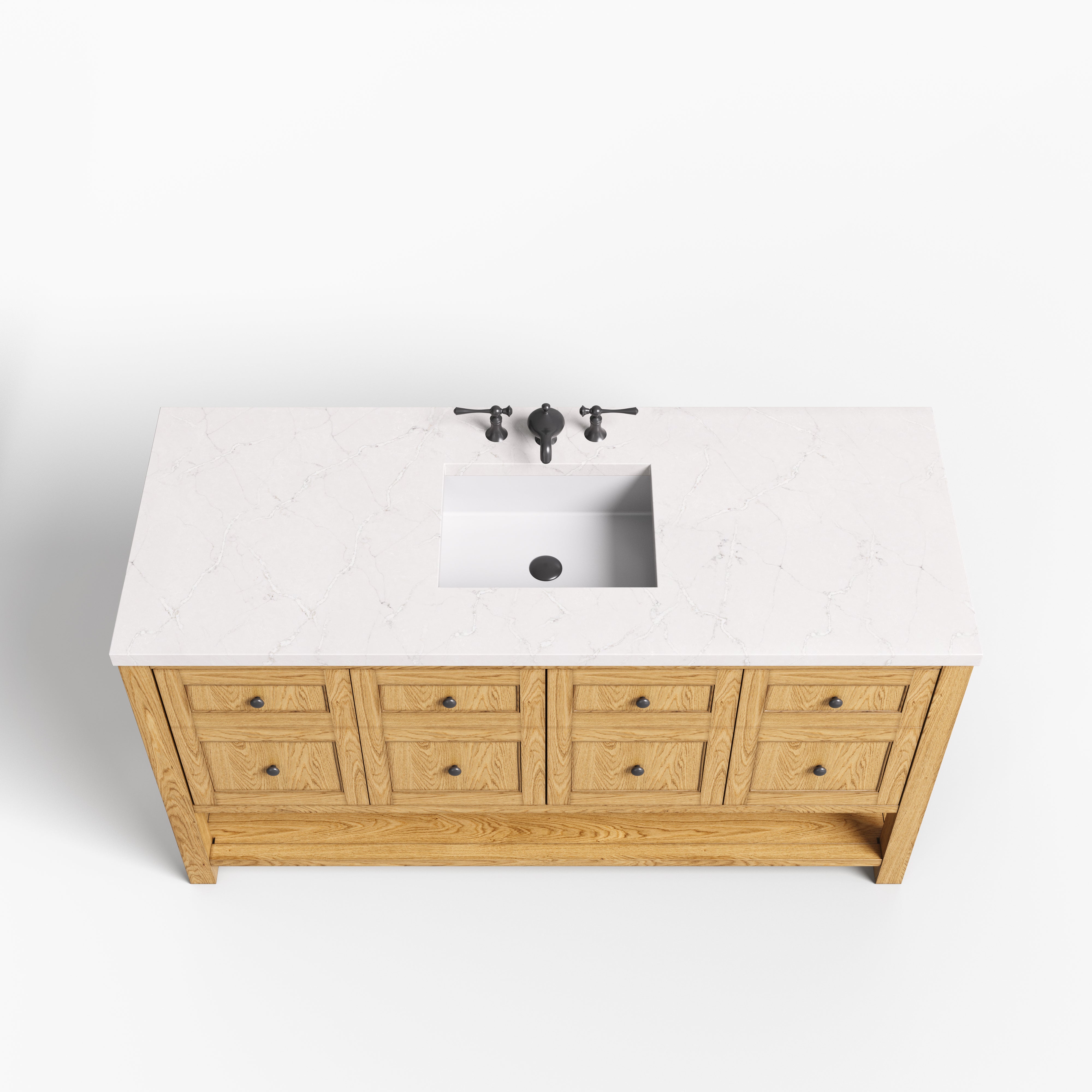 Bridgette 60" Single Vanity in Light Natural Oak with 3 cm Victorian Silver Quartz Top