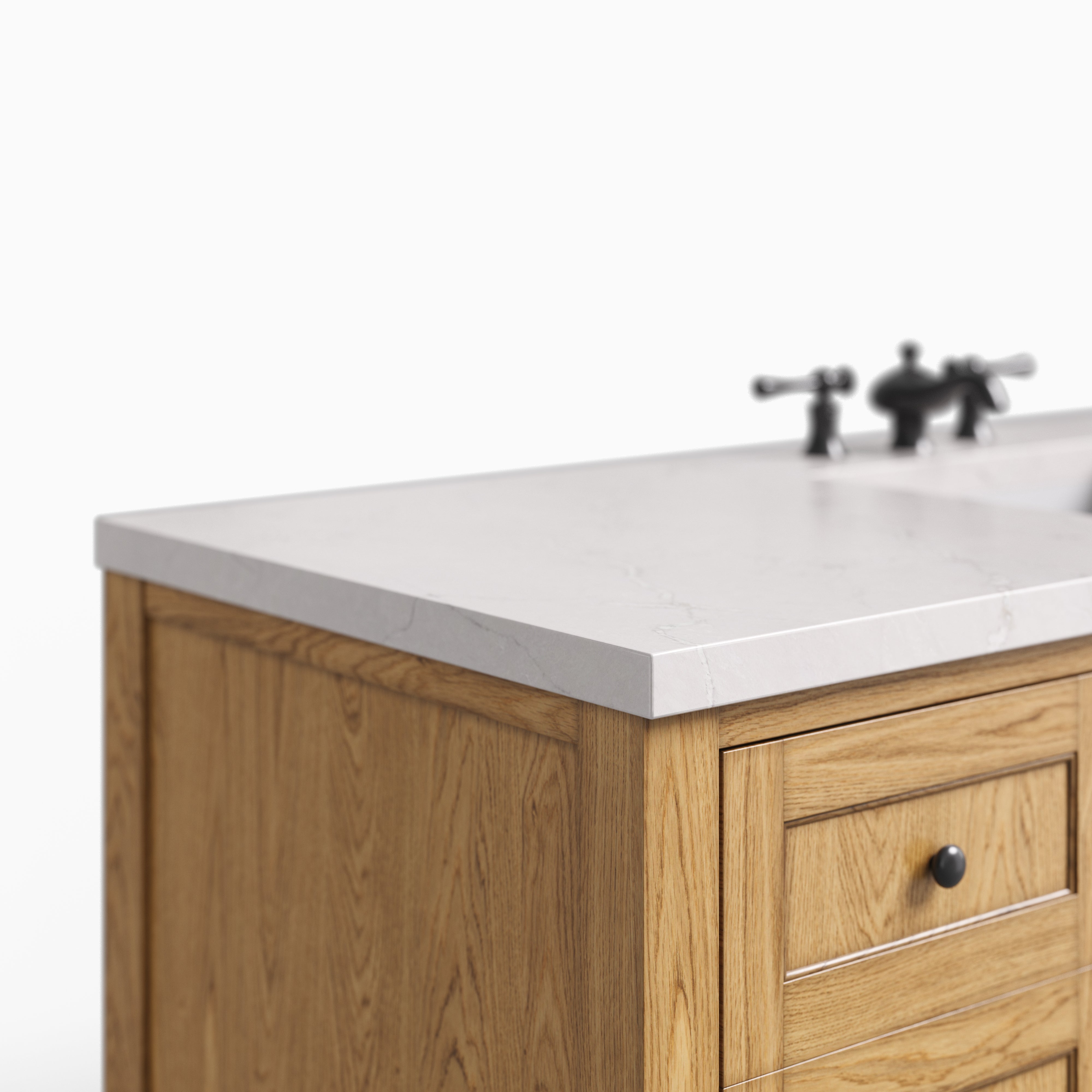 Bridgette 60" Single Vanity in Light Natural Oak with 3 cm Victorian Silver Quartz Top