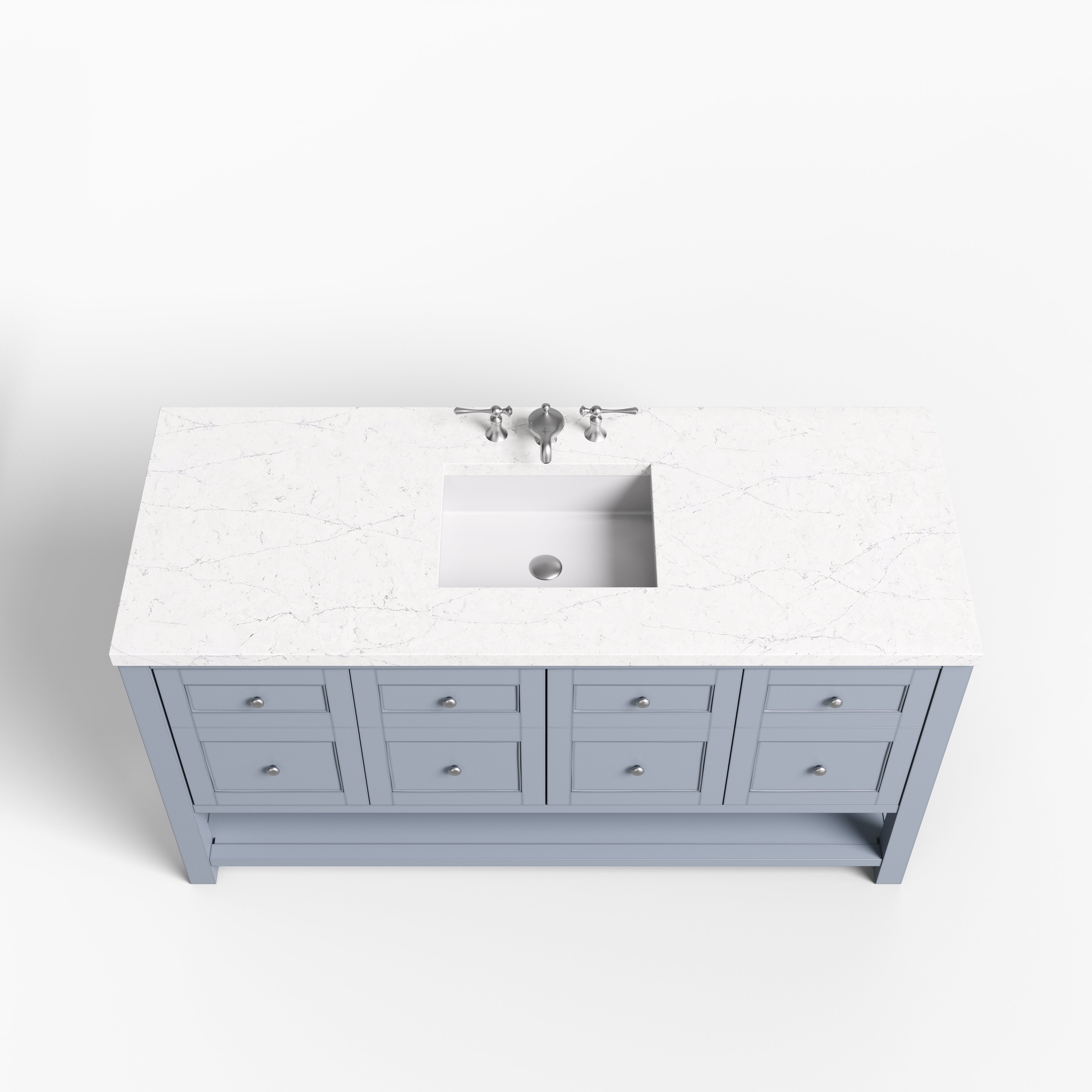 Bridgette 60" Single Vanity in Serenity Blue with 3 cm Eternal Jasmine Pearl Quartz Top