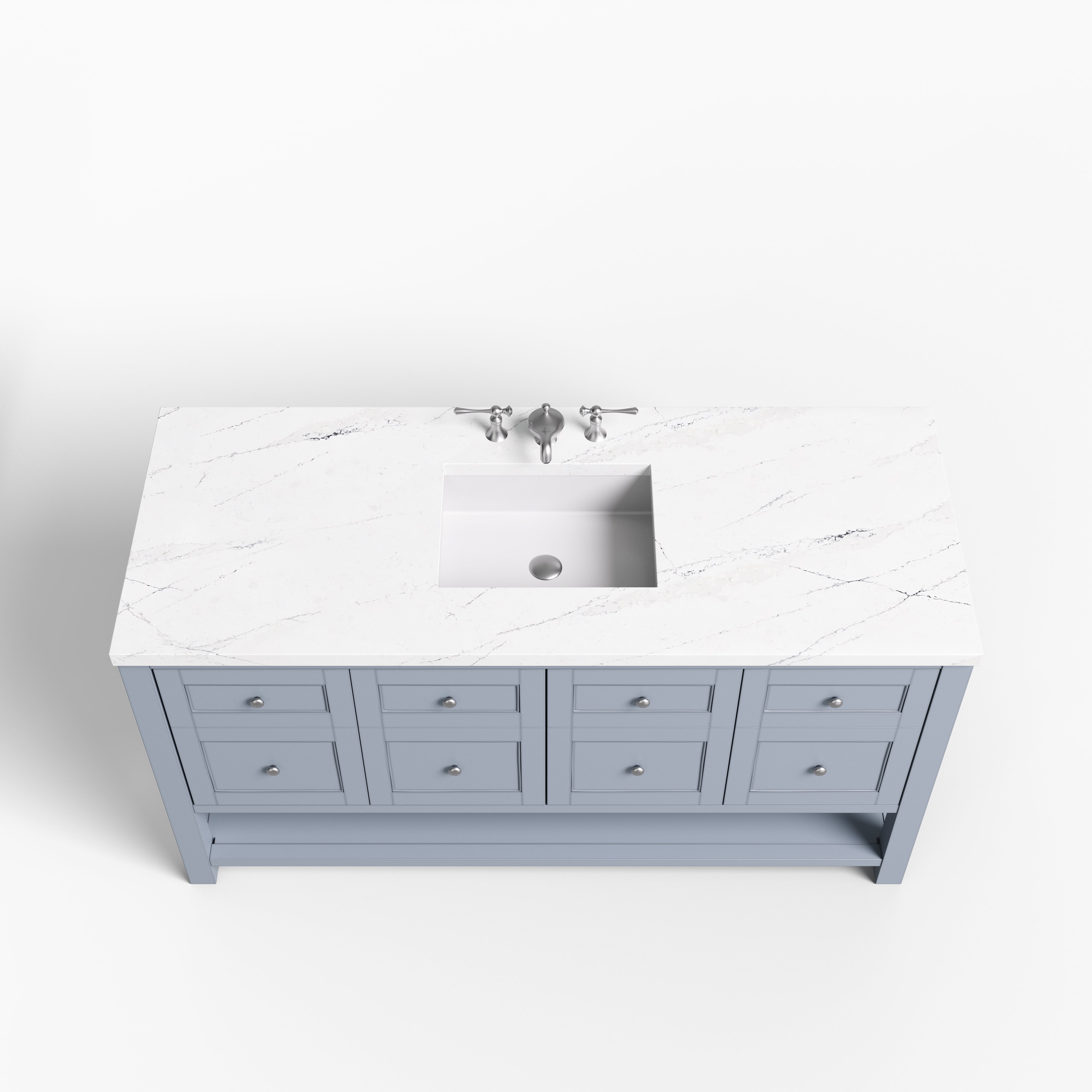 Bridgette 60" Single Vanity in Serenity Blue with 3 cm Ethereal Noctis Quartz Top