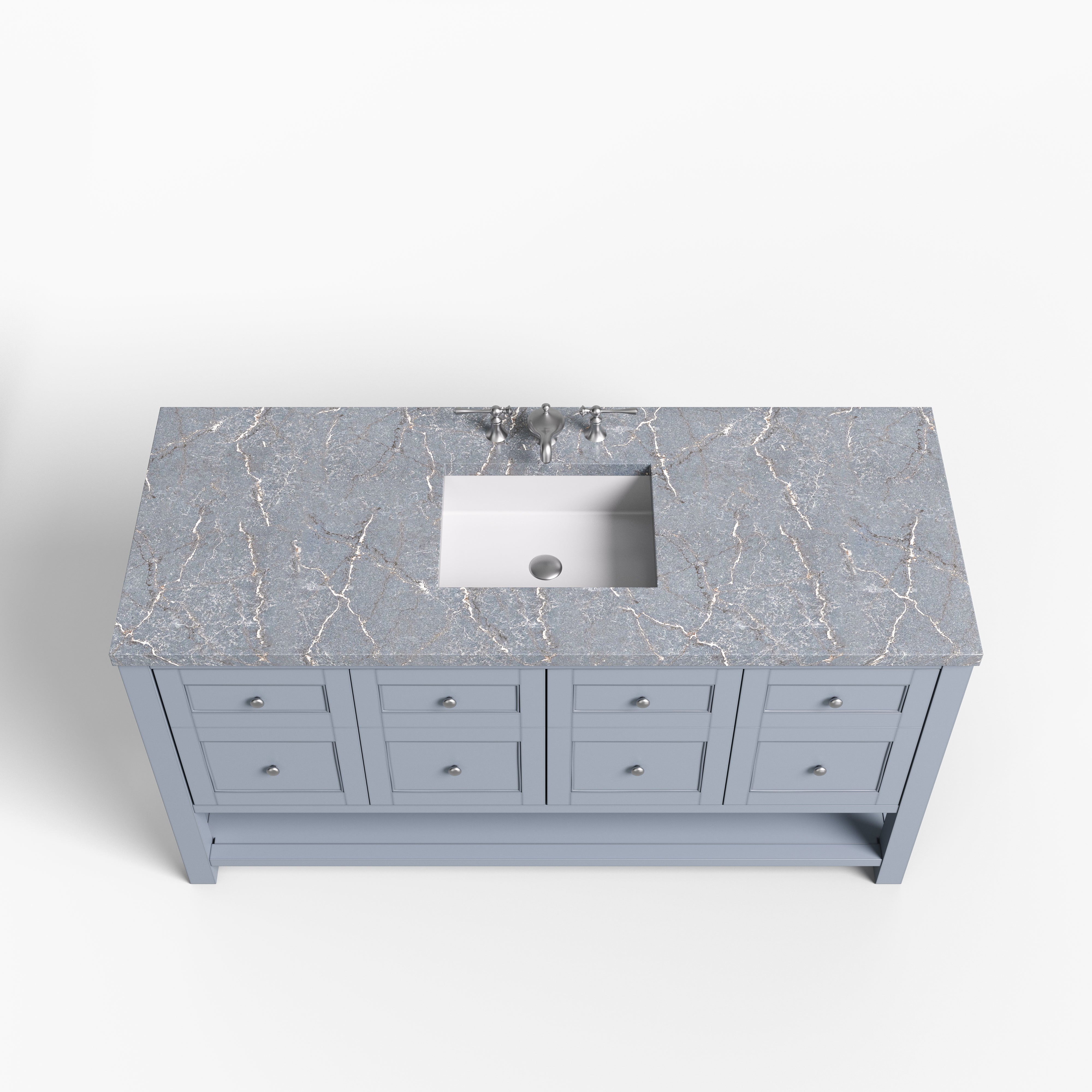 Bridgette 60" Single Vanity in Serenity Blue with 3 cm Parisien Bleu Quartz Top