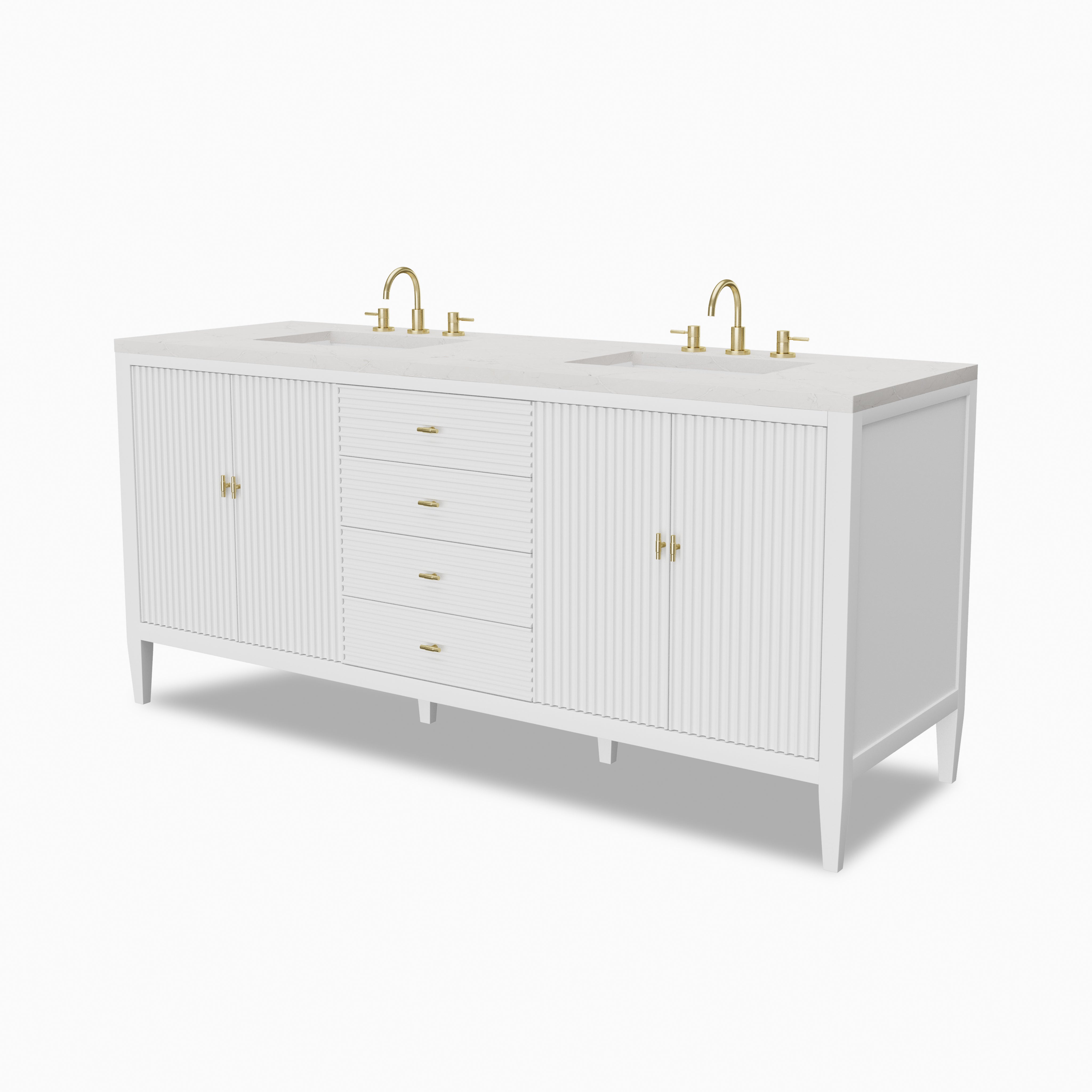 Sasha 72" Double Vanity in Bright White with 3 cm Victorian Silver Quartz Top