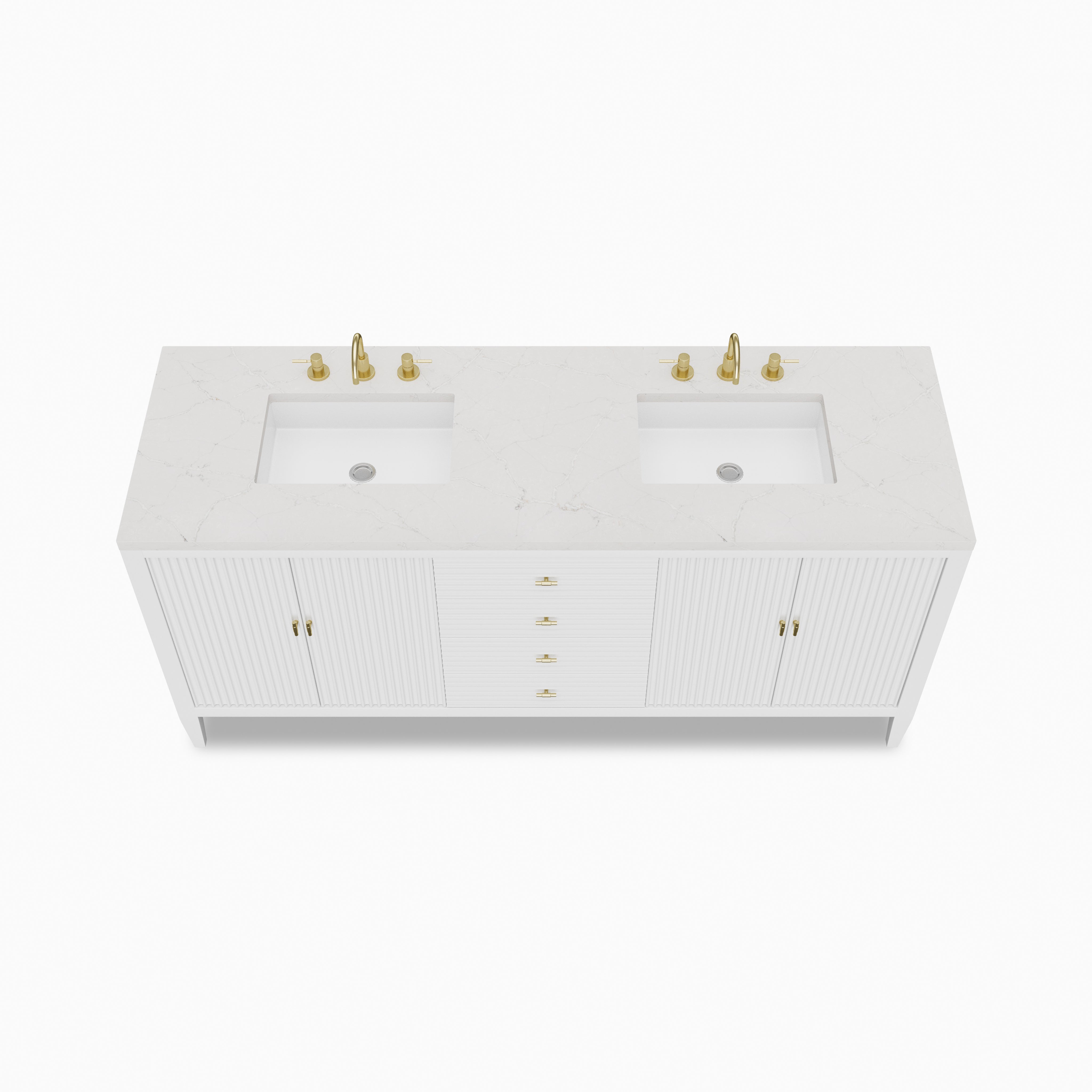 Sasha 72" Double Vanity in Bright White with 3 cm Victorian Silver Quartz Top