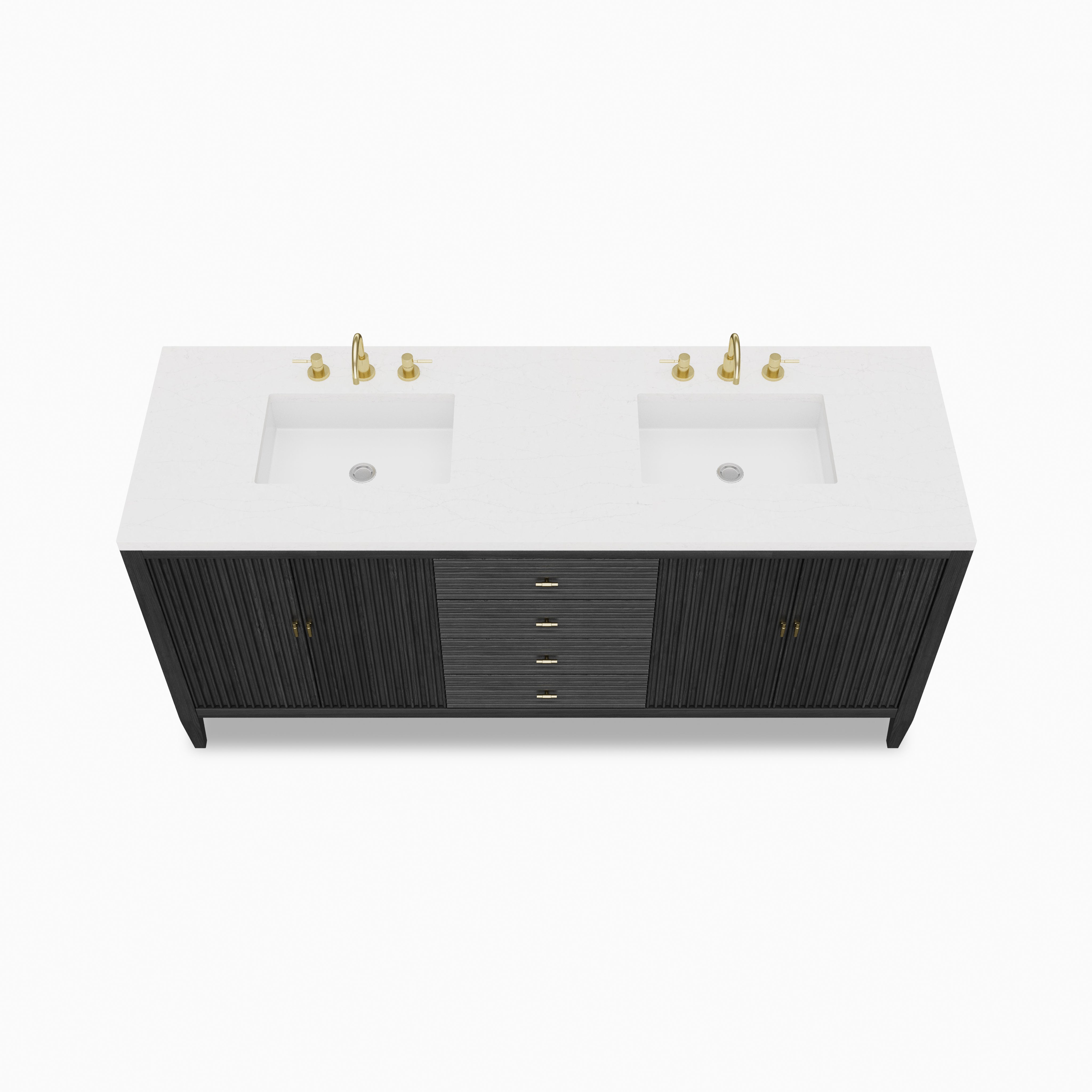 Sasha 72" Double Vanity in Carbon Oak with 3 cm Eternal Jasmine Pearl Quartz Top