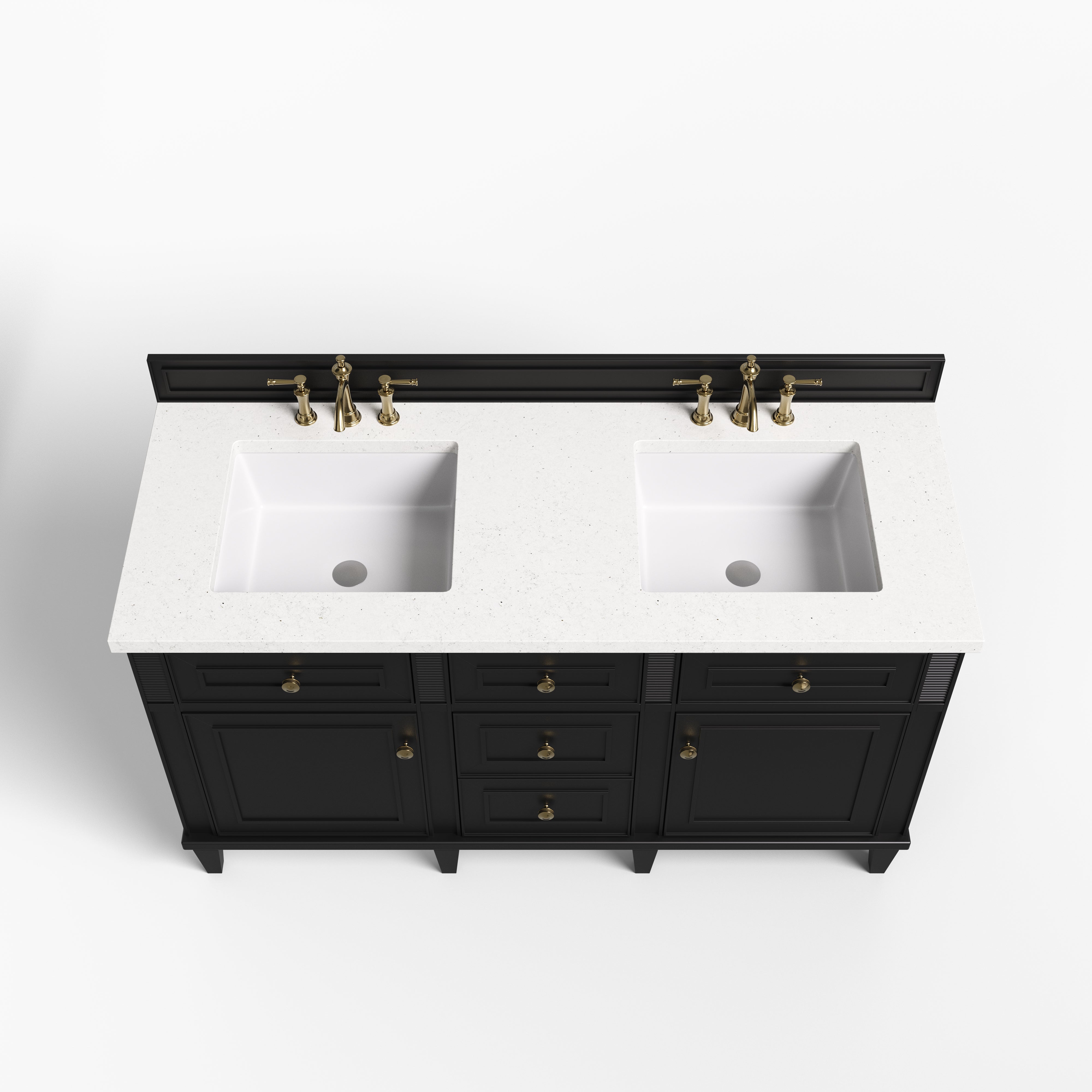 Elodie 60" Double Vanity in Black Onyx with 3 cm Lime Delight Quartz Top