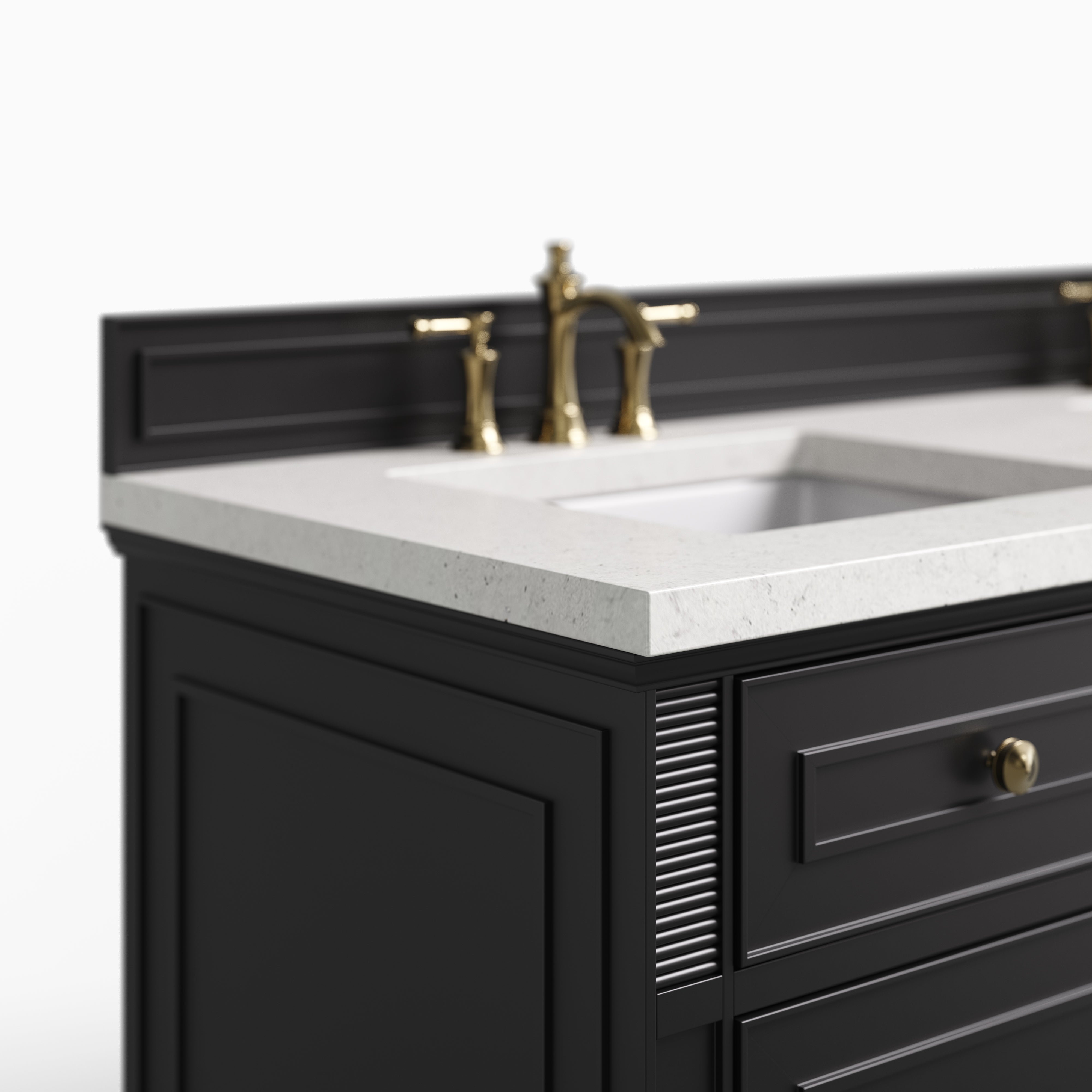 Elodie 60" Double Vanity in Black Onyx with 3 cm Lime Delight Quartz Top