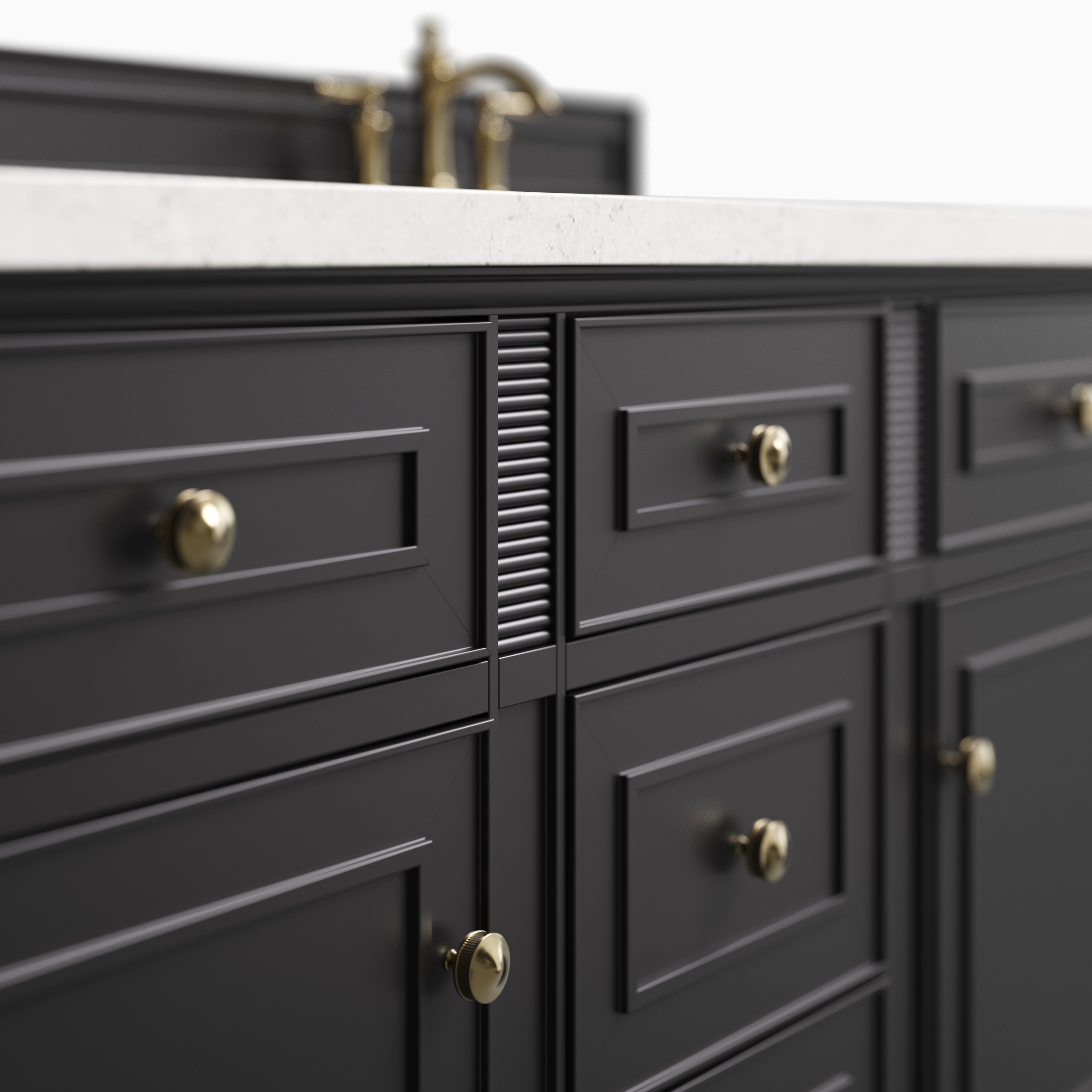 Elodie 60" Double Vanity in Black Onyx with 3 cm Lime Delight Quartz Top