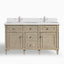 Elodie 60" Double Vanity in Whitewashed Oak with Single Hole 3 cm White Zeus Quartz Top & Backsplash