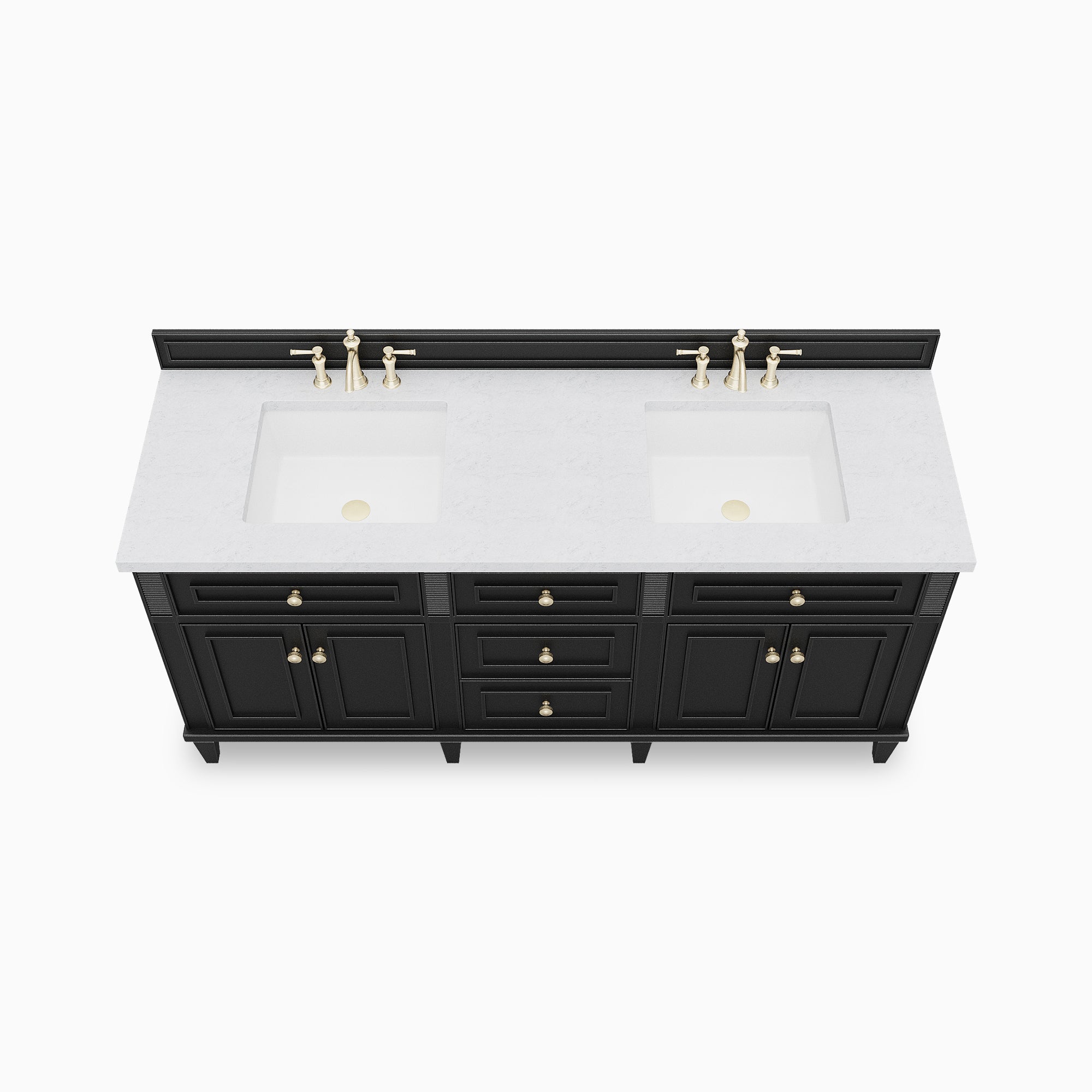 Elodie 72" Double Vanity in Black Onyx with 3 cm Carrara White Marble Top
