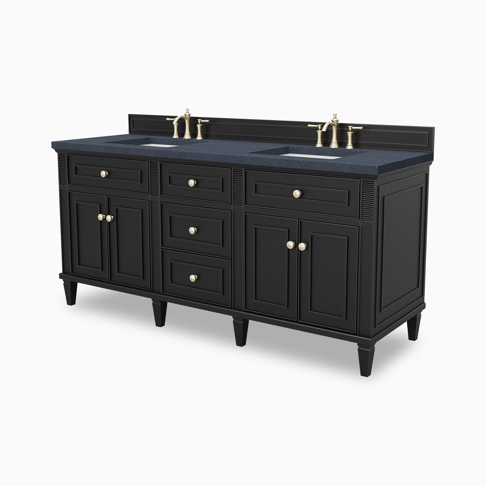 Elodie 72" Double Vanity in Black Onyx with 3 cm Charcoal Soapstone Quartz Top