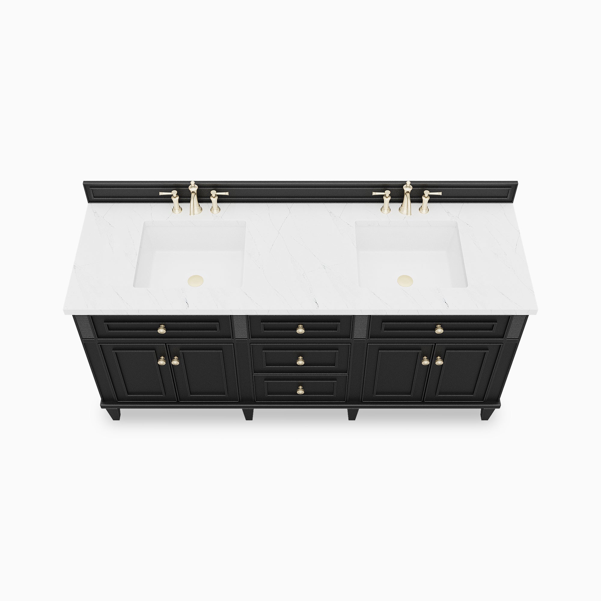 Elodie 72" Double Vanity in Black Onyx with 3 cm Lime Delight Quartz Top