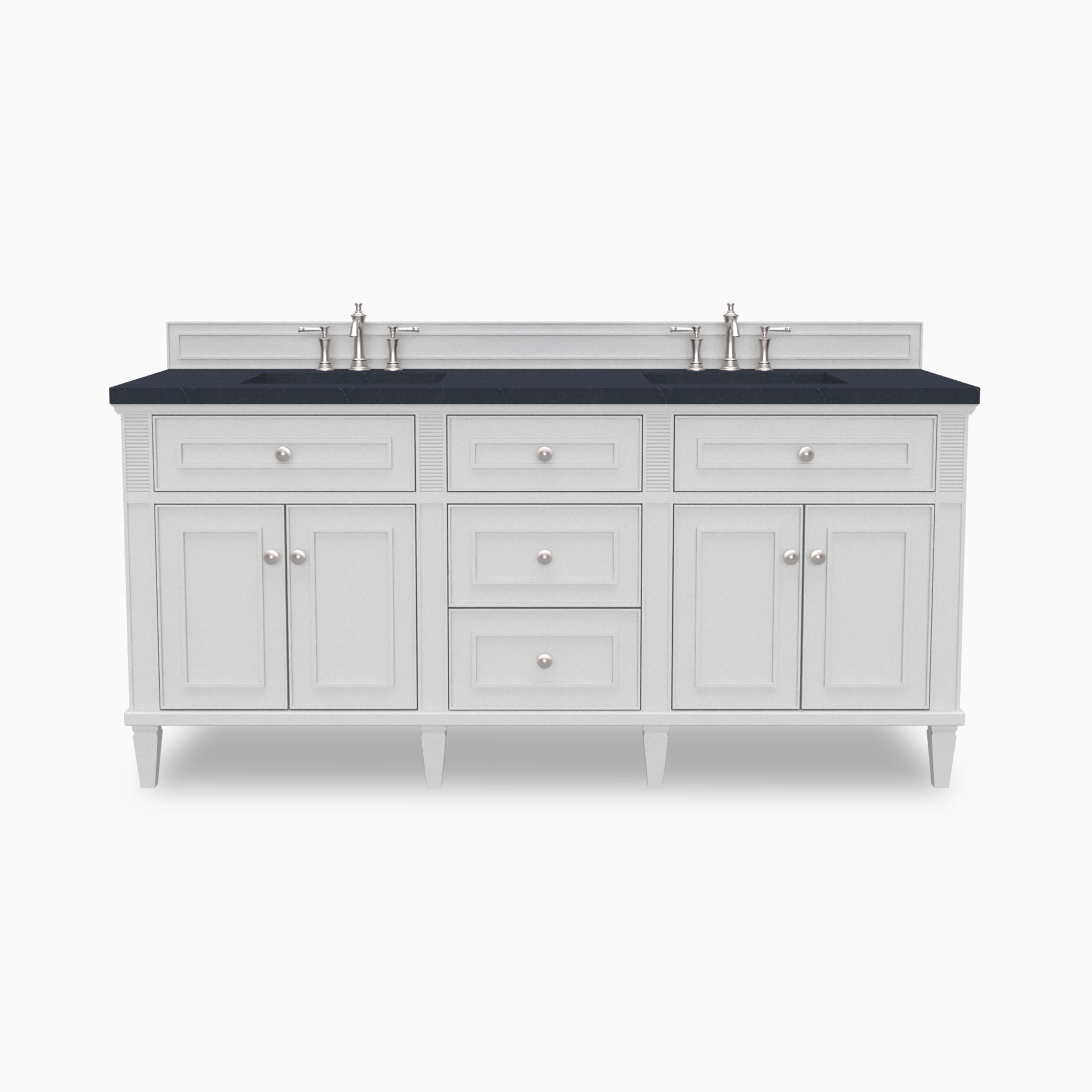 Elodie 72" Double Vanity in Bright White with 3 cm Charcoal Soapstone Quartz Top