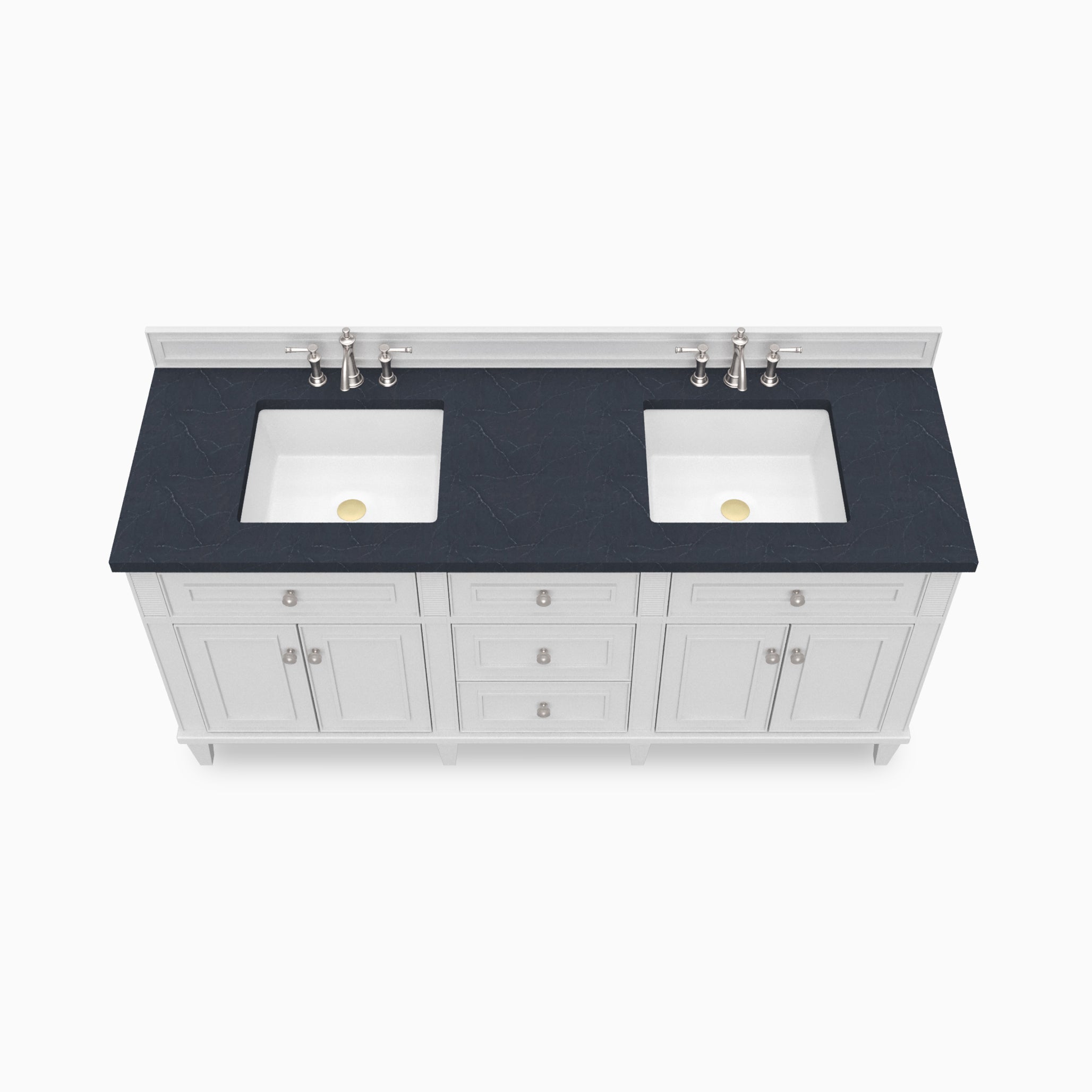 Elodie 72" Double Vanity in Bright White with 3 cm Charcoal Soapstone Quartz Top