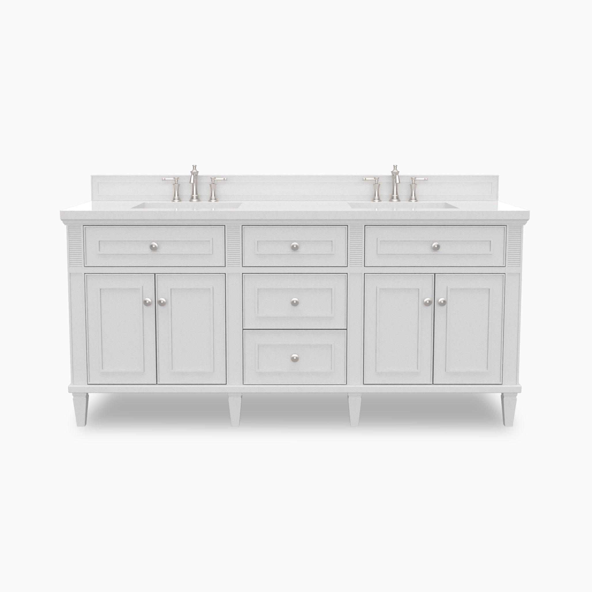 Elodie 72" Double Vanity in Bright White with 3 cm Eternal Jasmine Pearl Quartz Top