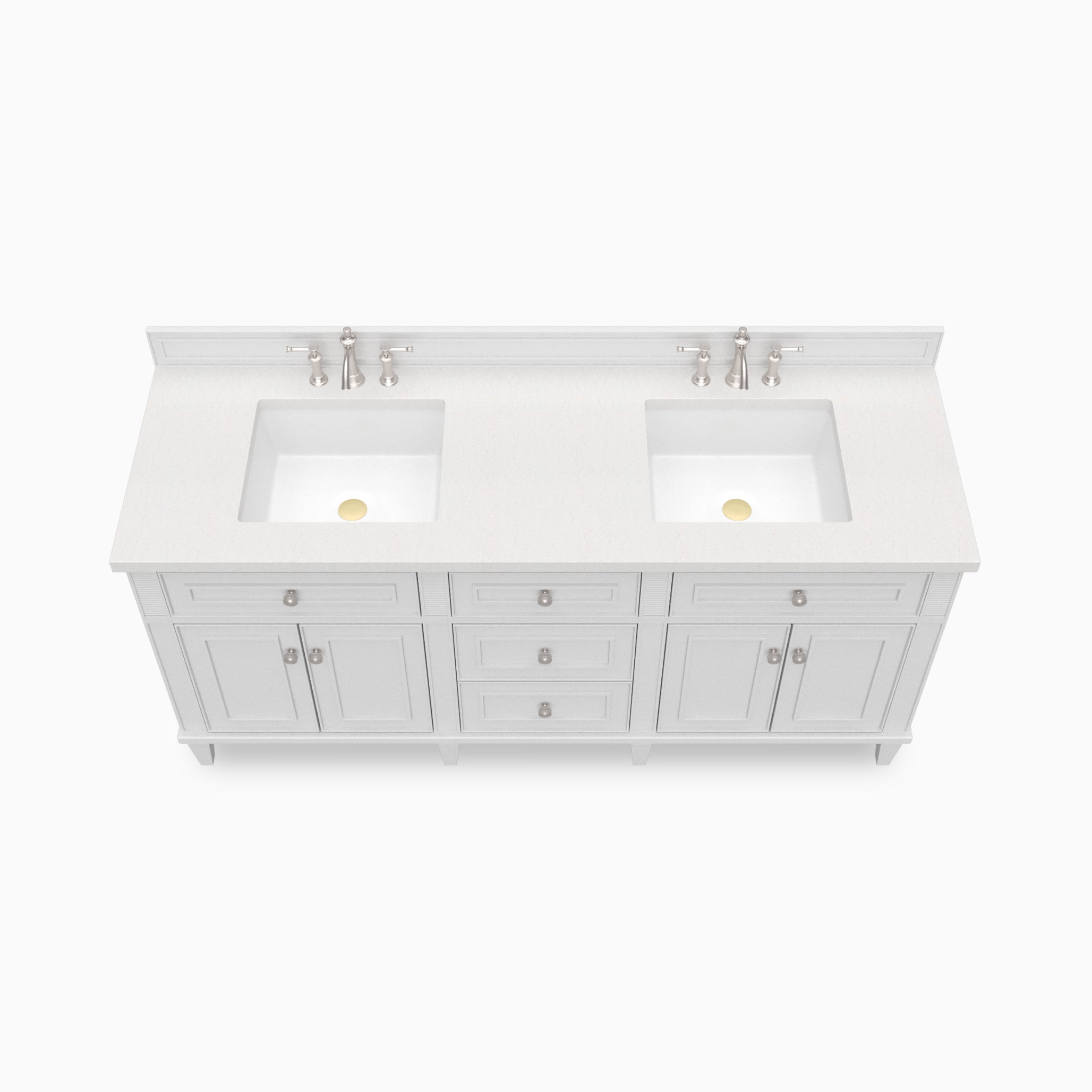 Elodie 72" Double Vanity in Bright White with 3 cm Eternal Jasmine Pearl Quartz Top