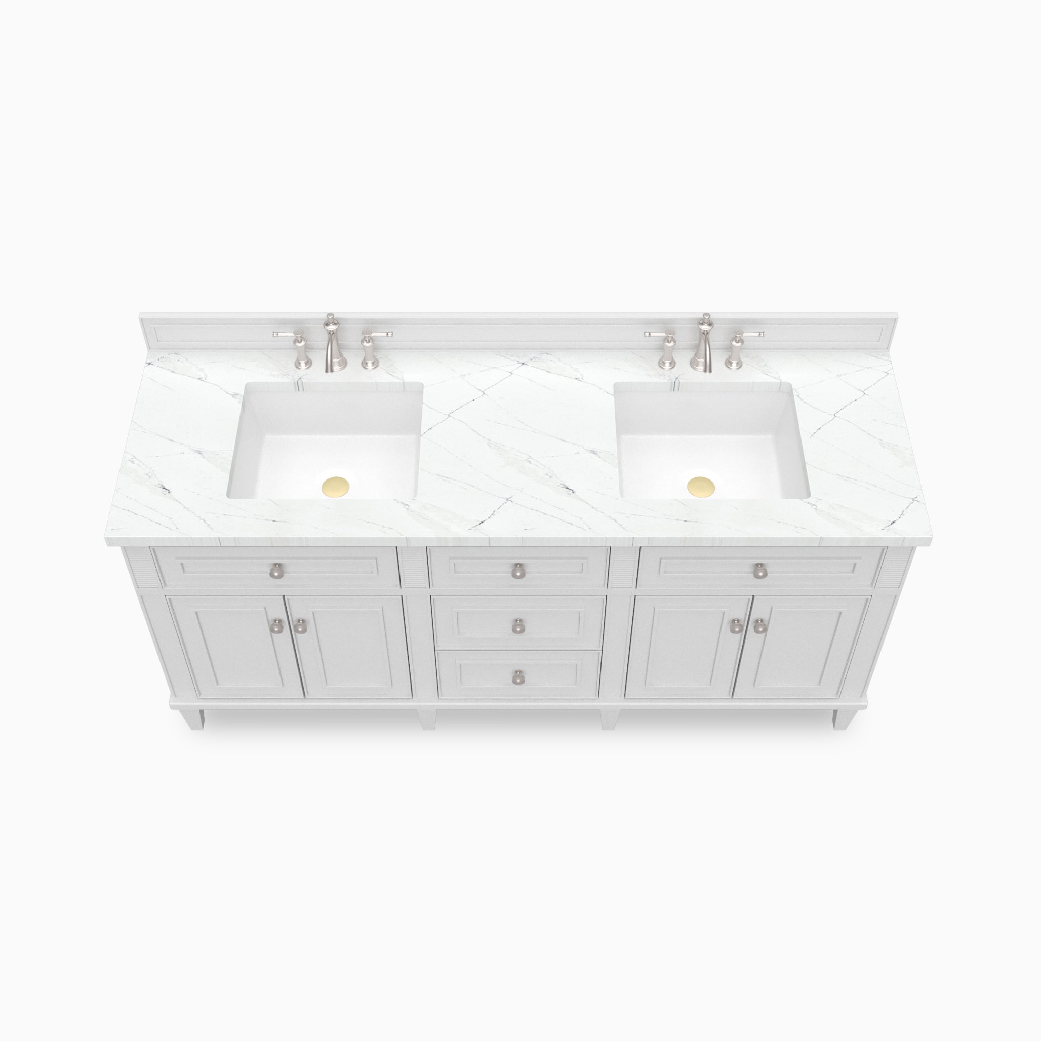 Elodie 72" Double Vanity in Bright White with 3 cm Ethereal Noctis Quartz Top
