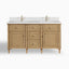 Elodie 60" Double Vanity in Light Natural Oak with Single Hole 3 cm White Zeus Quartz Top & Backsplash