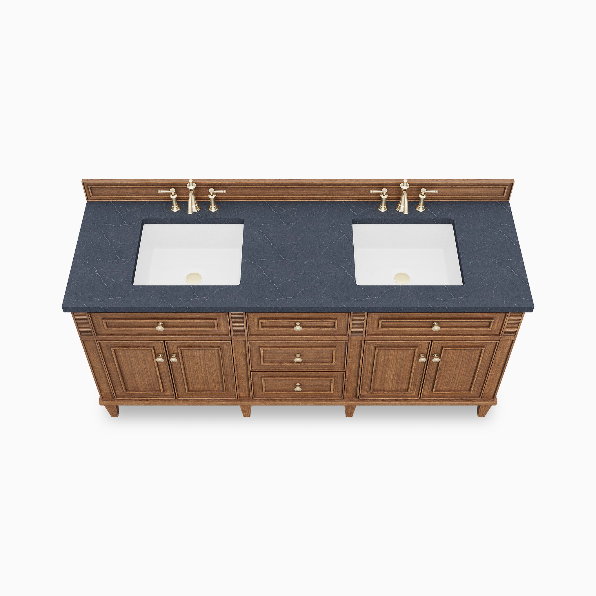Elodie 72" Double Vanity in Mid-Century Walnut with 3 cm Charcoal Soapstone Quartz Top