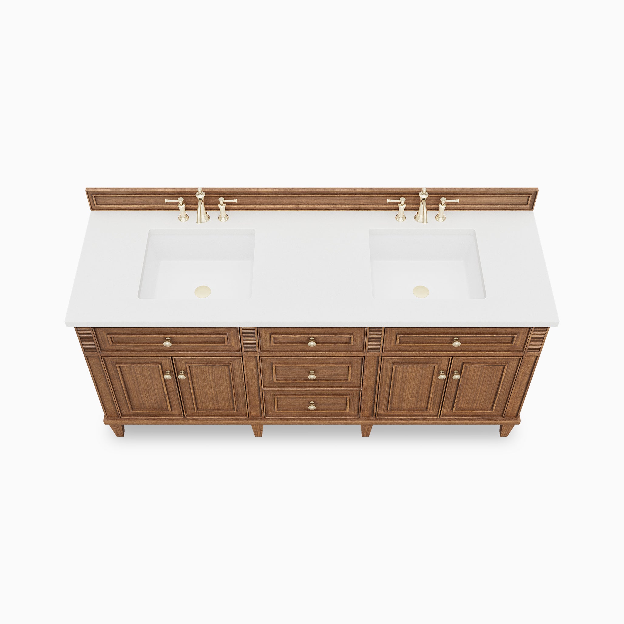 Elodie 72" Double Vanity in Mid-Century Walnut with 3 cm Lime Delight Quartz Top