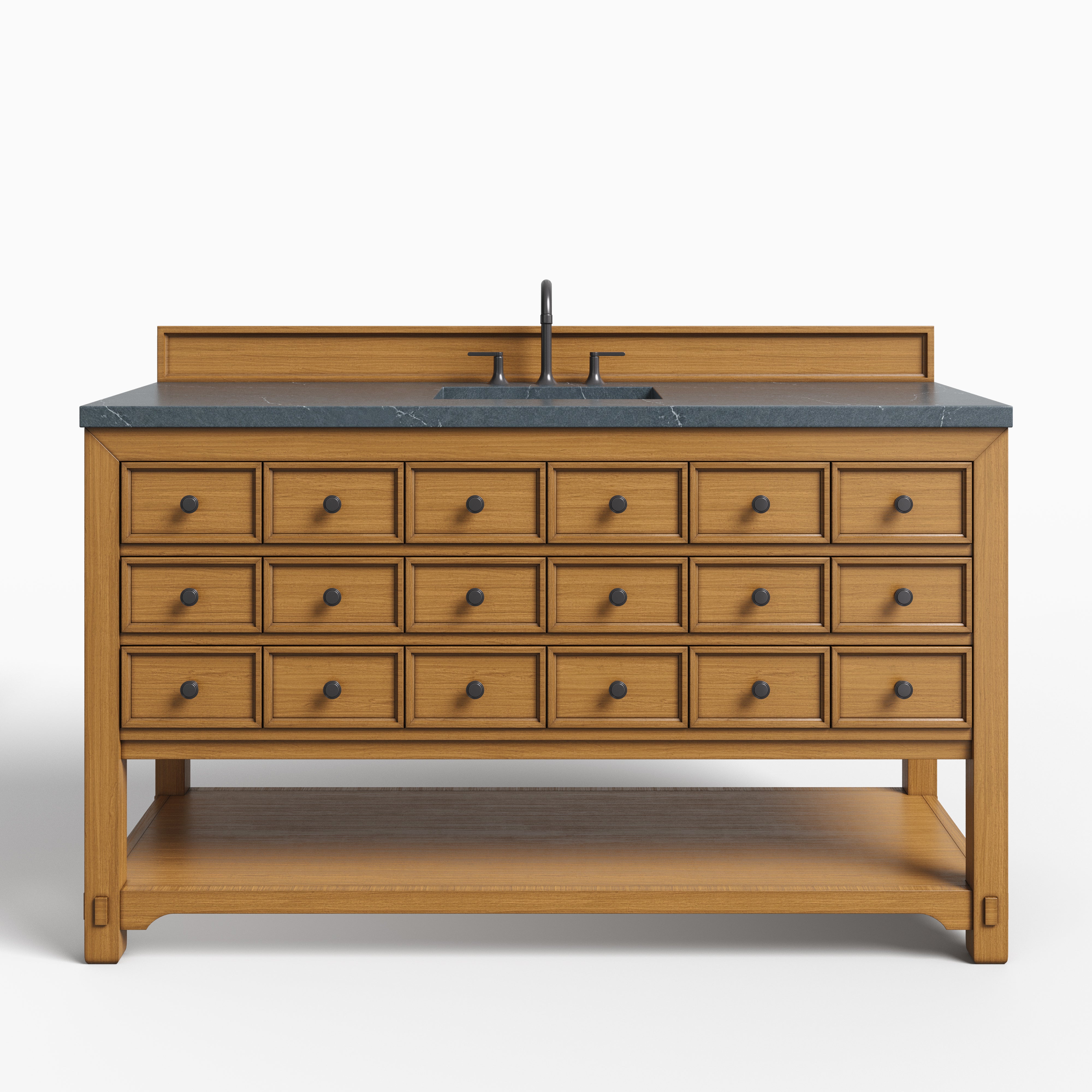Rosalie 60" Single Vanity in Amber Birch with 3 cm Charcoal Soapstone Quartz Top