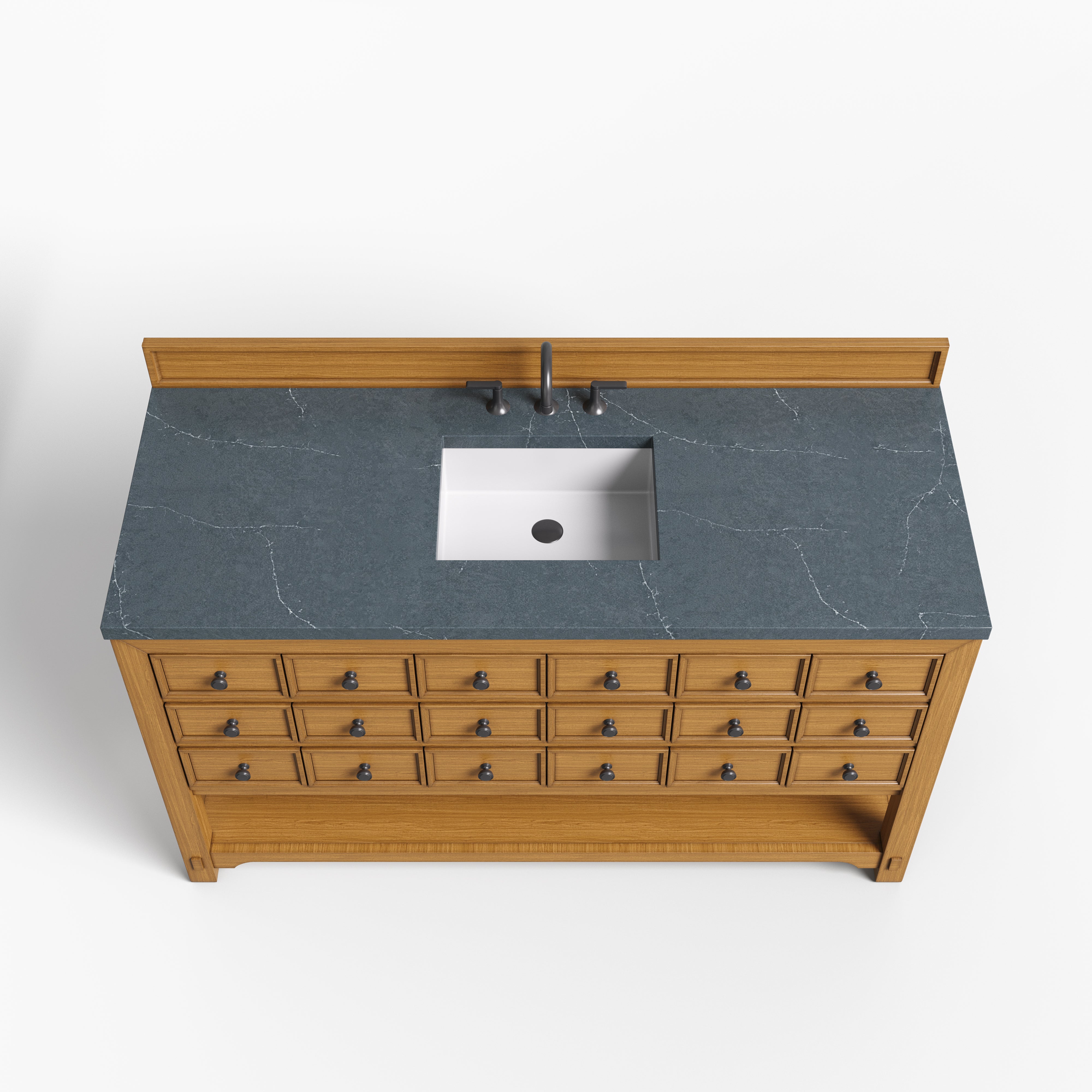 Rosalie 60" Single Vanity in Amber Birch with 3 cm Charcoal Soapstone Quartz Top