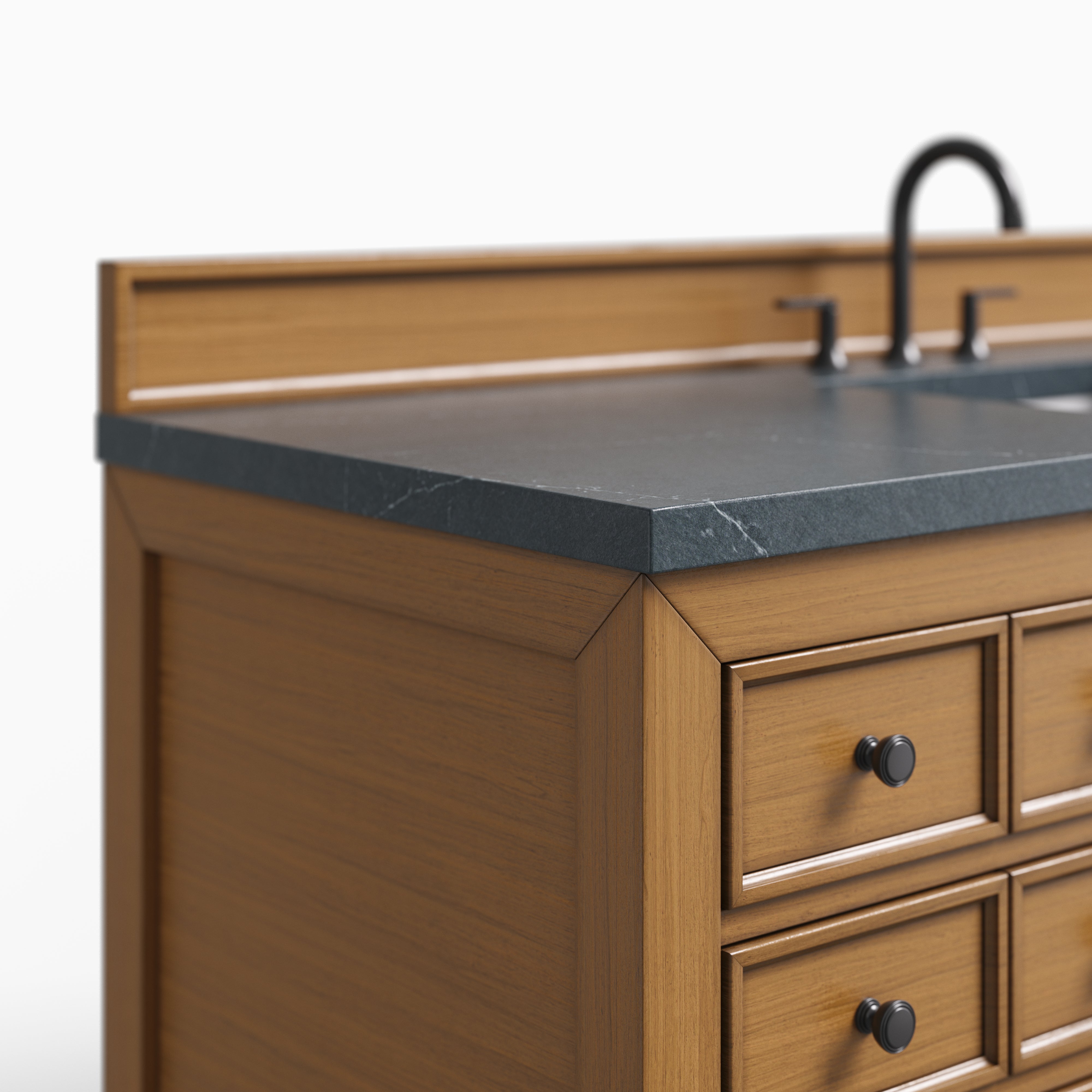 Rosalie 60" Single Vanity in Amber Birch with 3 cm Charcoal Soapstone Quartz Top
